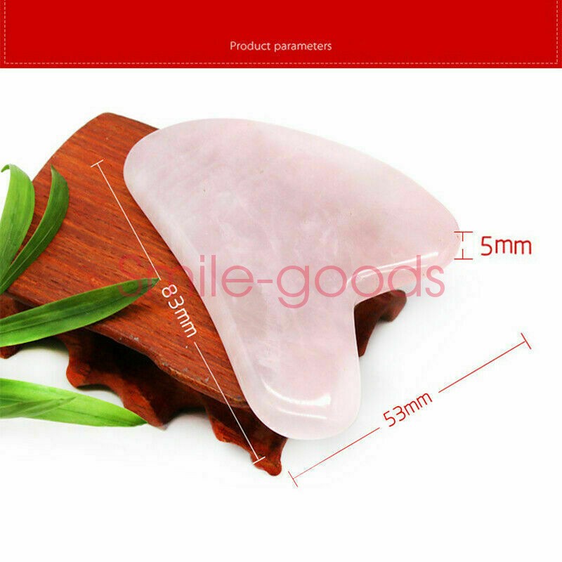 Rose Quartz Gua Sha Massage Crystal Stone Tool Approx 60x80mm USA