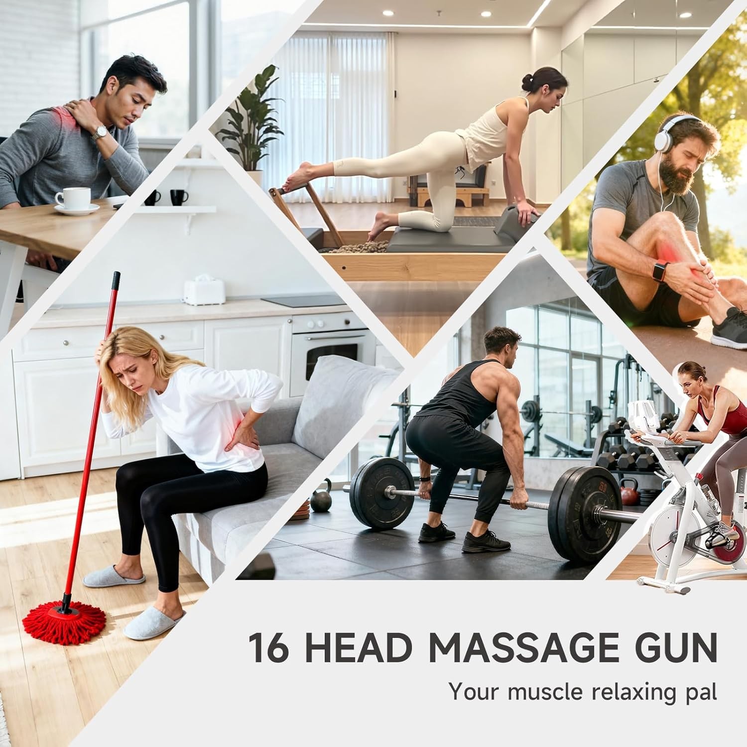 16 Head Massage Gun Deep Tissue Muscle Therapy Percussion Messager Relief Back