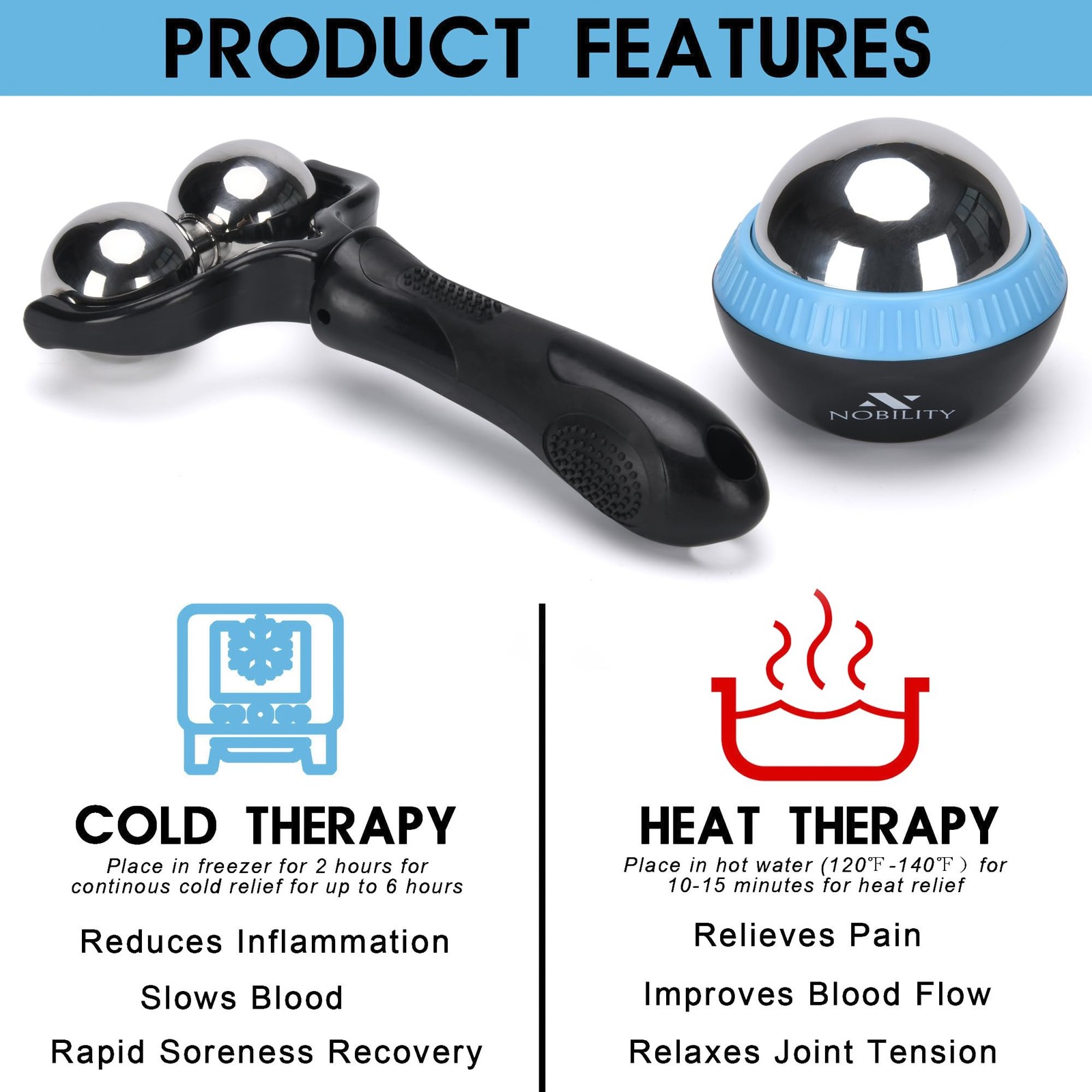 Massage Ball Roller– Ice Cold and Hot for Deep Tissue and Sore Muscle Relief …