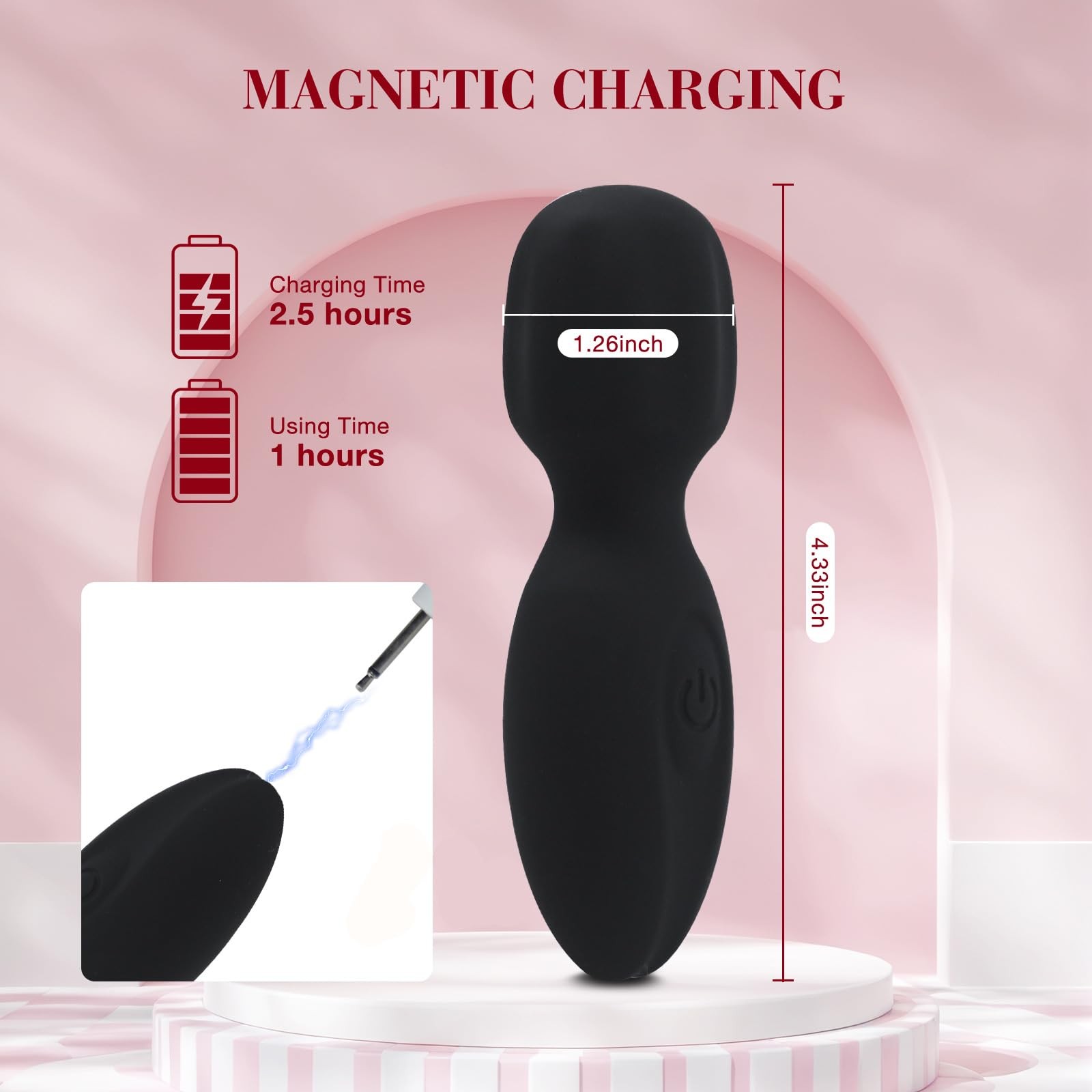 Mini Wand Massager – Powerful Personal Vibrator, Waterproof Liquid Silicone, …