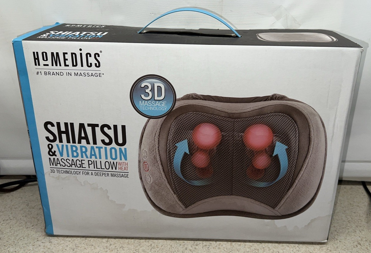 HoMedics Shiatsu & Vibration Massage Pillow with Heat Adjustable 3D Technology