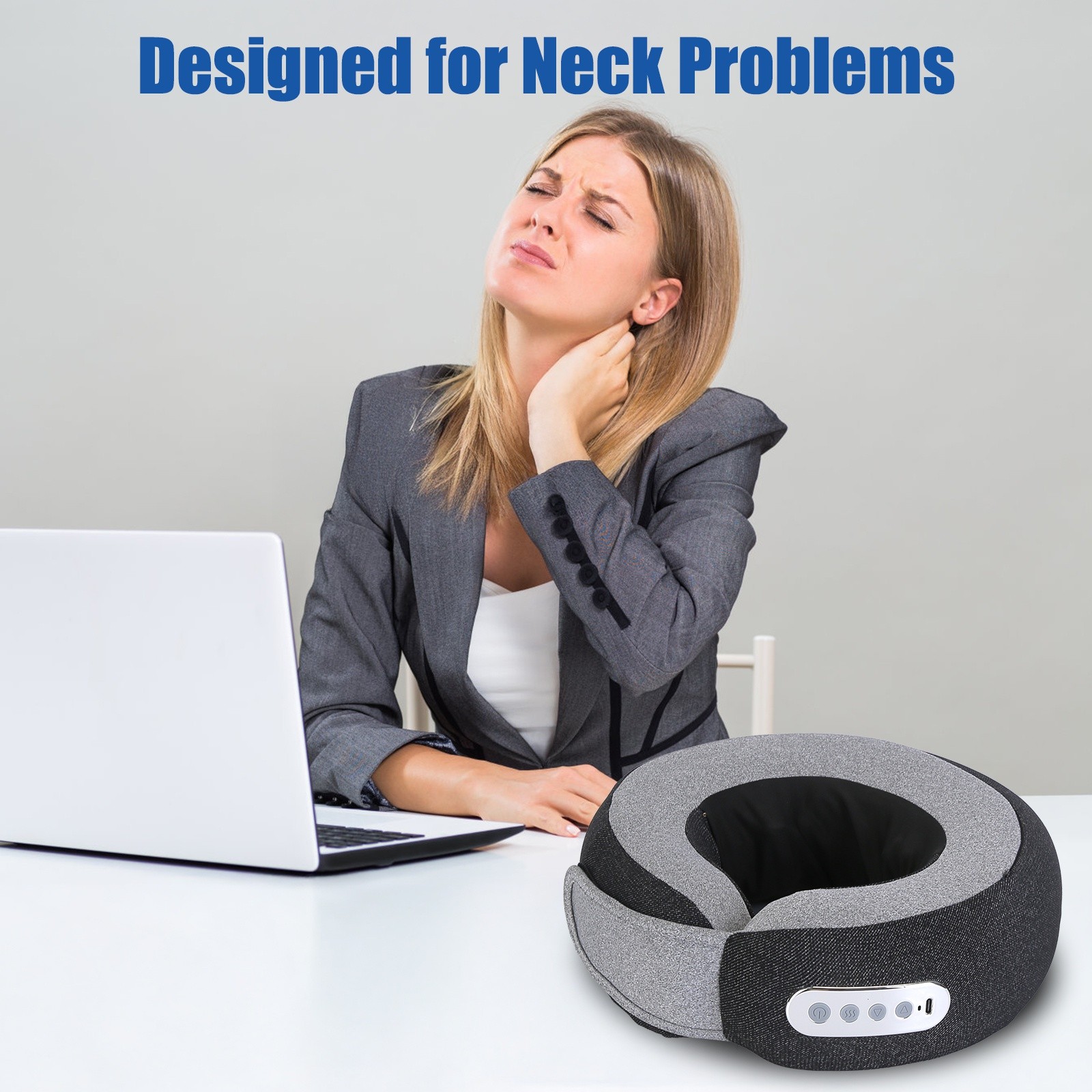 Memory Foam Neck Massager Pillow w/ Heat Shiatsu Style Travel Companion Featur