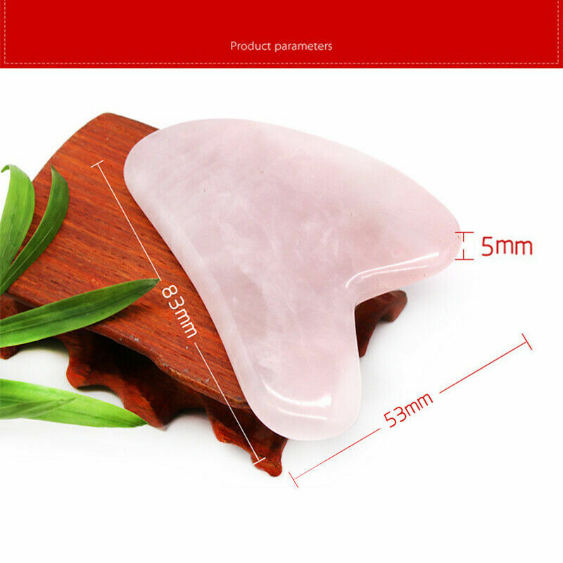 Natural Jade Pink Quartz Stone Gua Sha Face Board Tool Pink Heart Shaped Massage