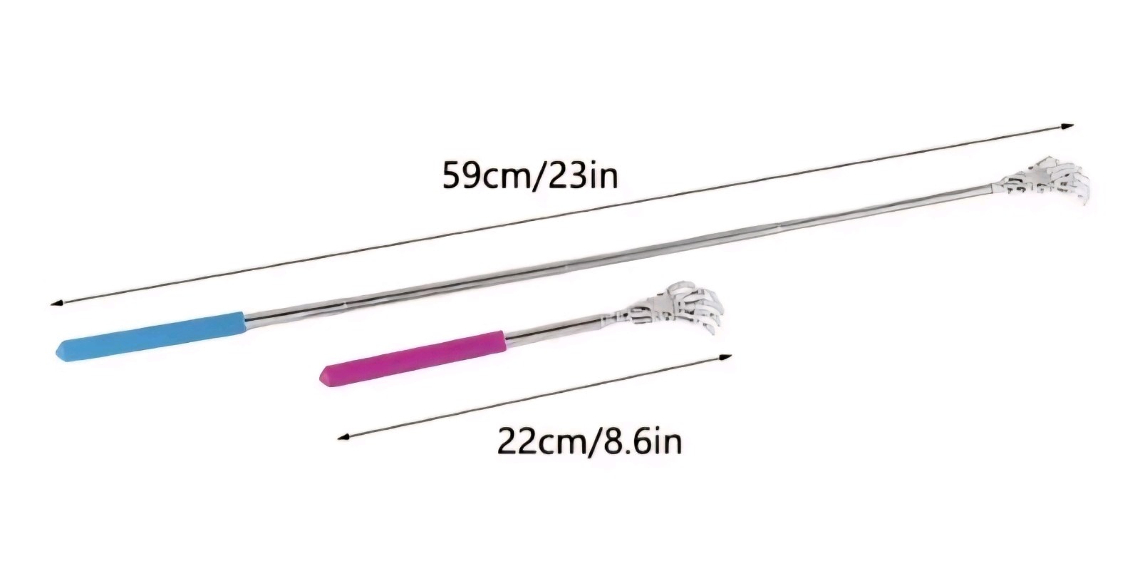 2 Pack Skeleton Hand Back Scratchers Metal Extendable Telescopic Gift Claw Men