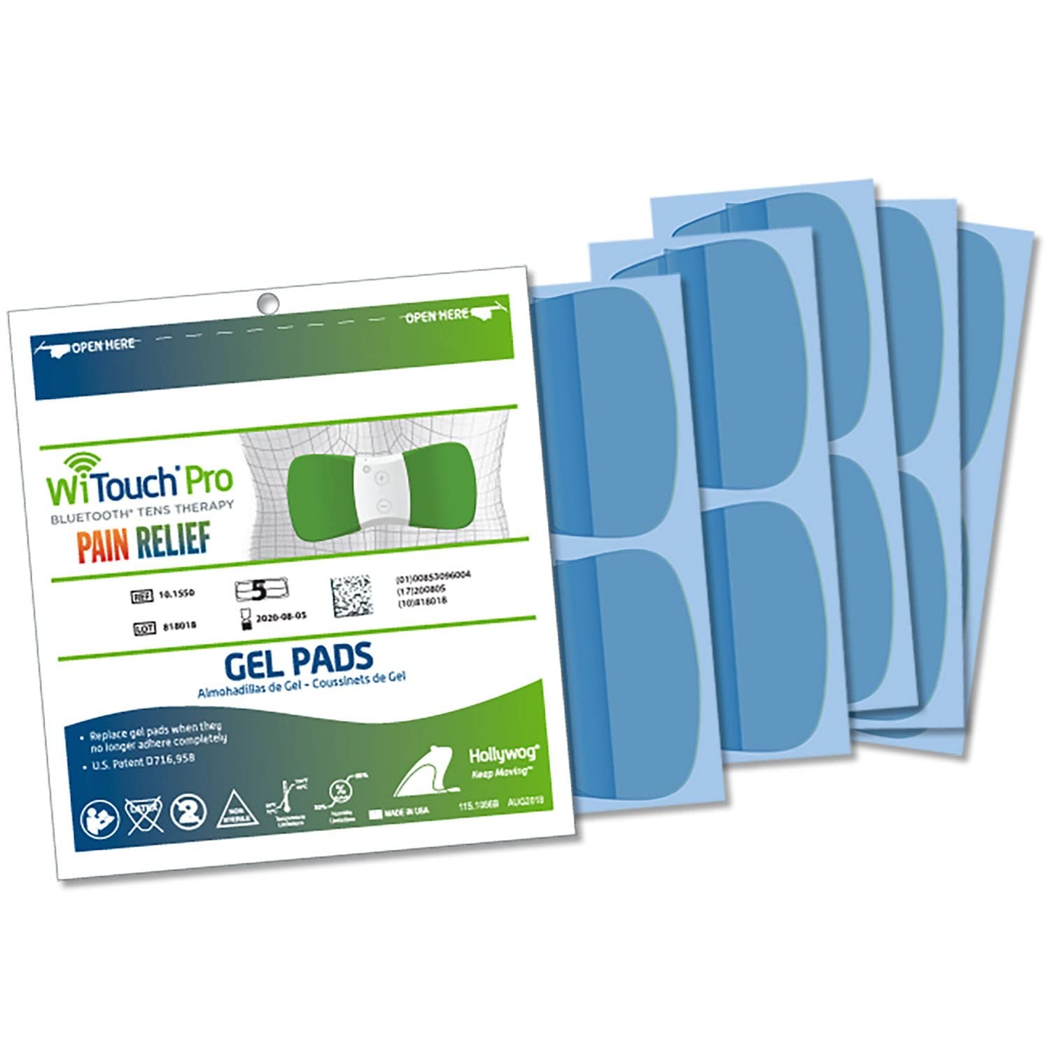 Hollywog TENS Unit Replacement Gel Pads, WiTouch Pro & Aleve Direct Therapy TENS