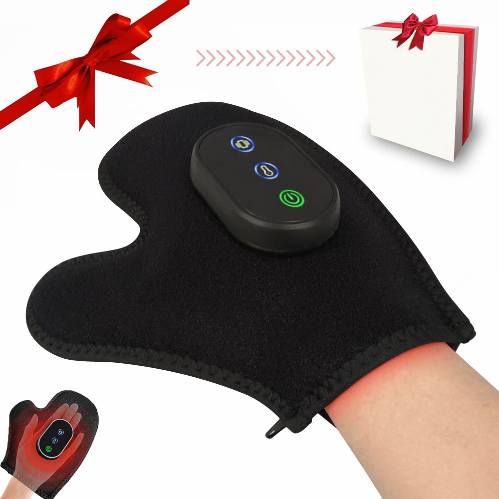 Cordless Heated Red Light Hand Massager w/3 Heat & Vibration Therapy Pain Relief