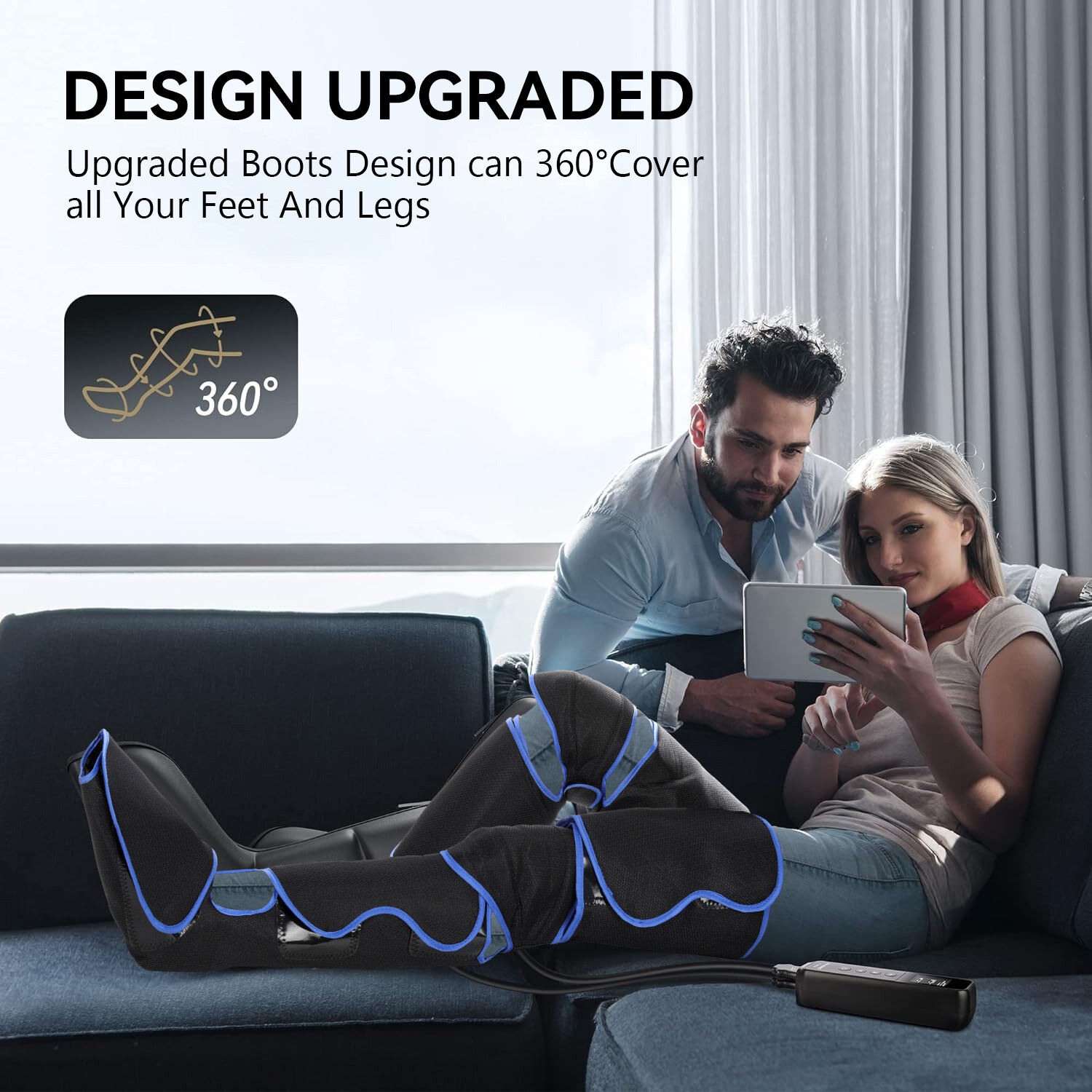 Portable Leg Massager, Air Compression Thigh, Calf, Knee & Feet Massager b