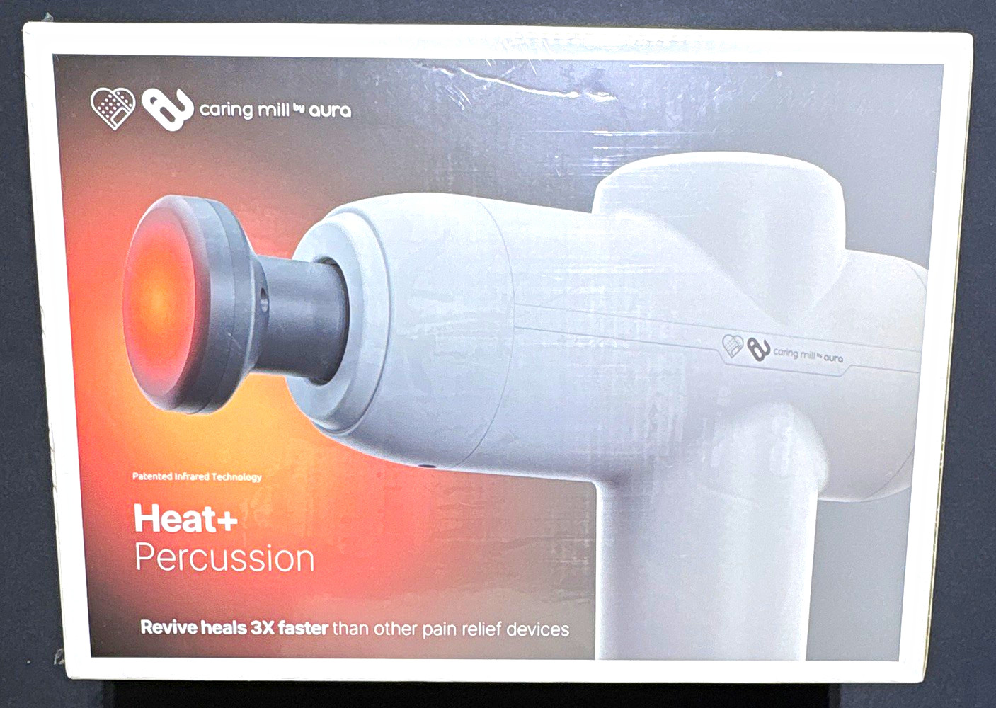 Caring Mill Aura Revive Heated Percussion Massage Gun Pain Relief Device. New