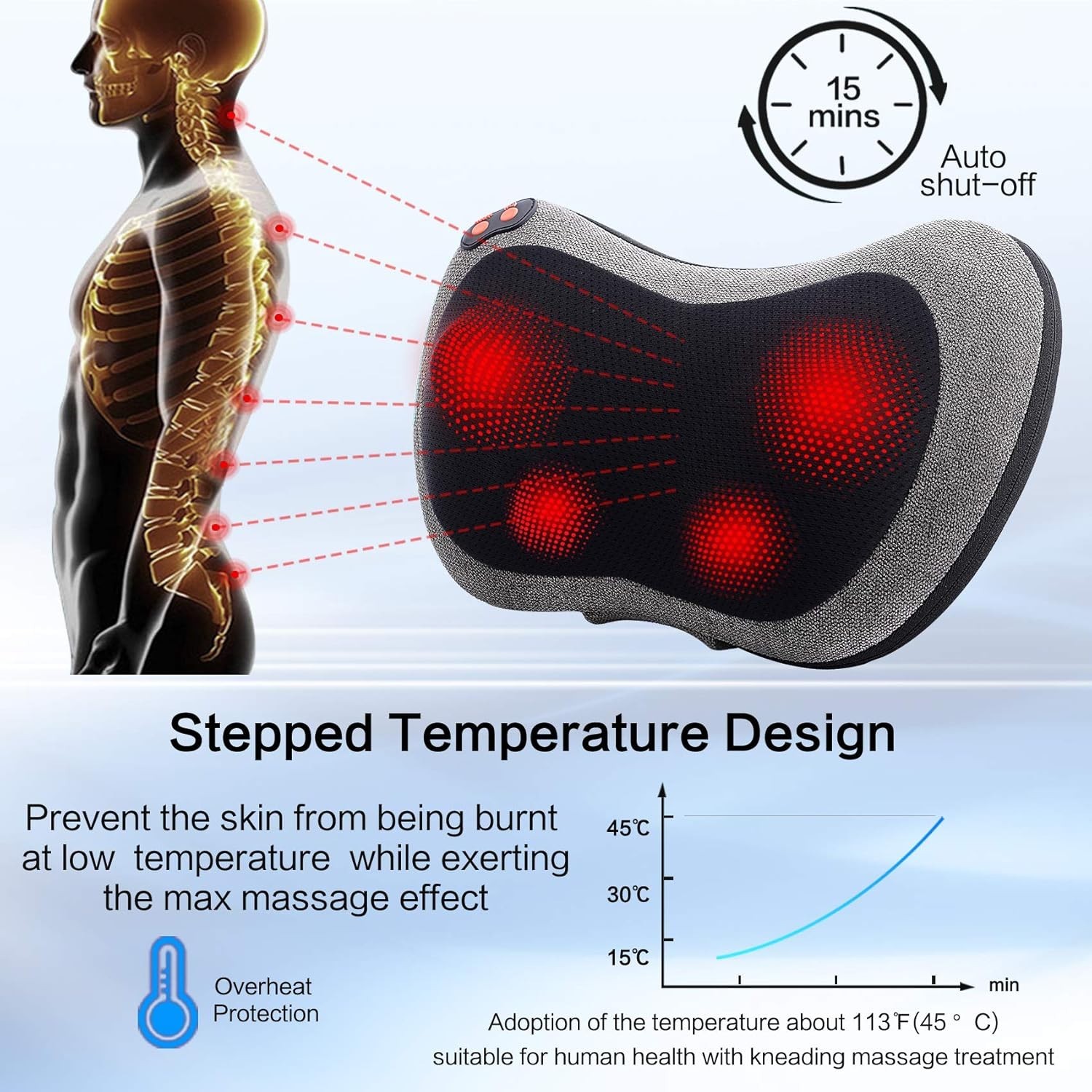 Masajeador de espalda, masajeador de cuello Shiatsu para aliviar el dolor, almoh