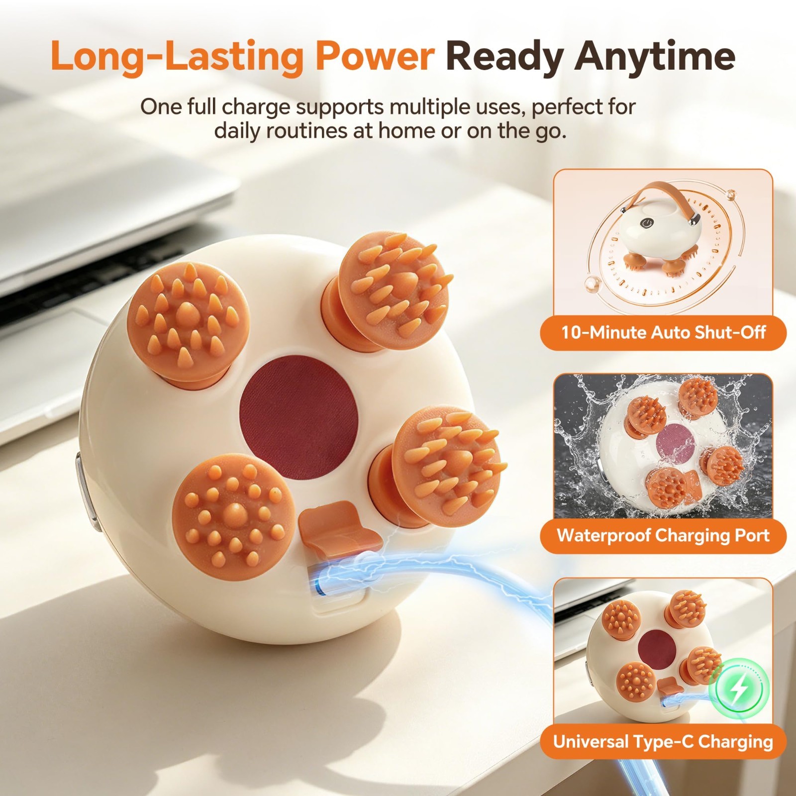 Electric Scalp Massager – Waterproof Head & Neck Relaxer, 3 Modes, 12 Claws, Gif