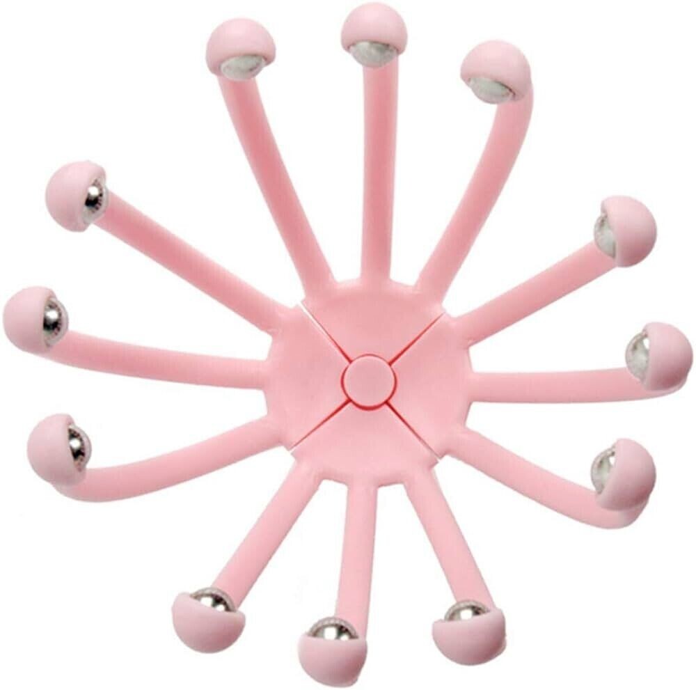 NEW PINK Scalp Head Massager Plastic Metal Roller Ball Relax Stress Relief