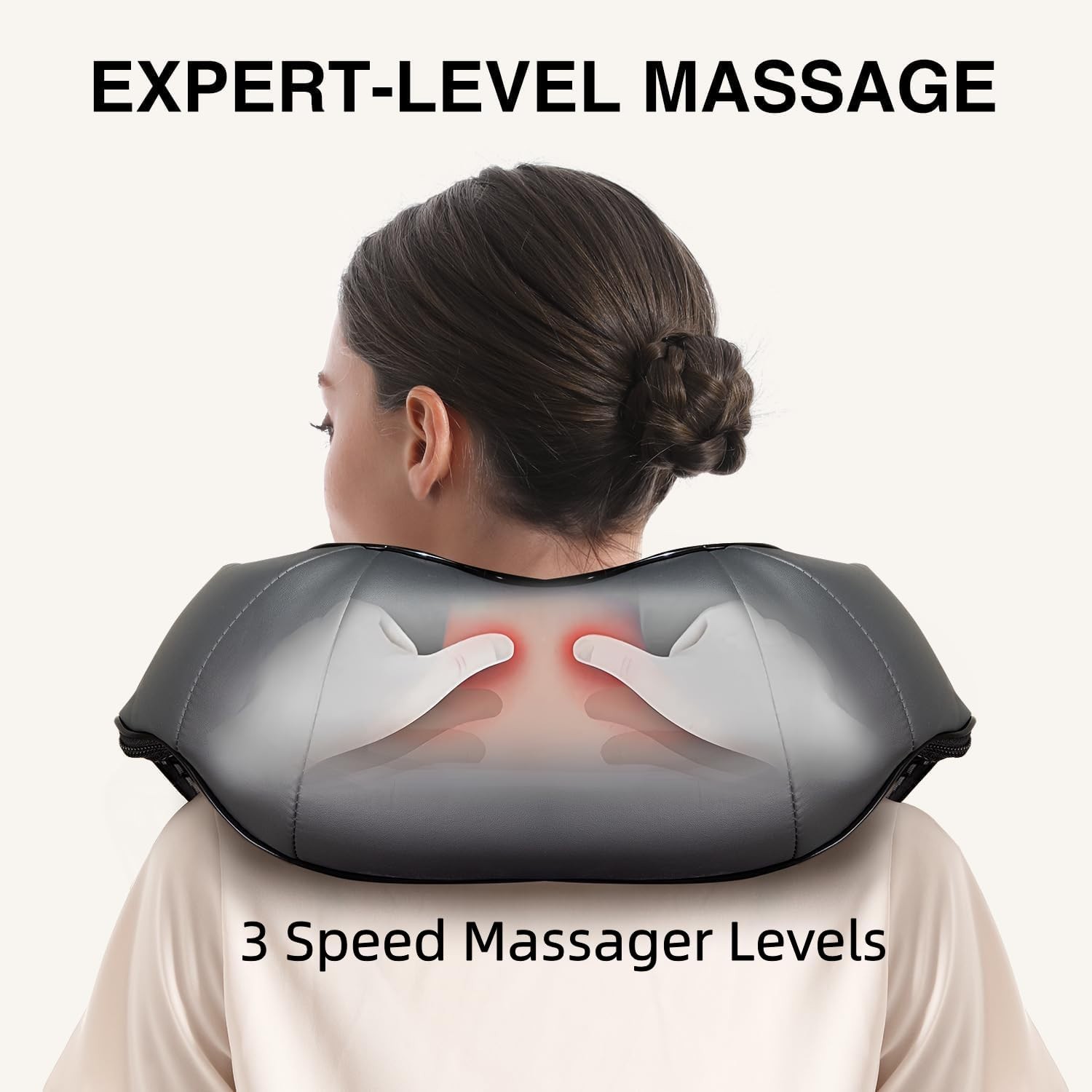 Shiatsu Neck Massager with Heat – Deep Tissue Back & Shoulder Kneading Pillow, P