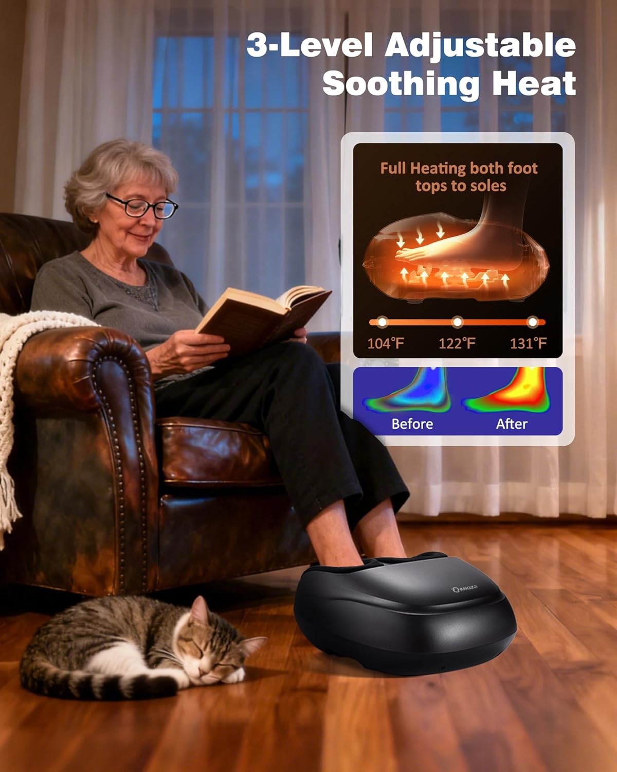 Foot massager with heating function, acupressure deep kneading foot massager.