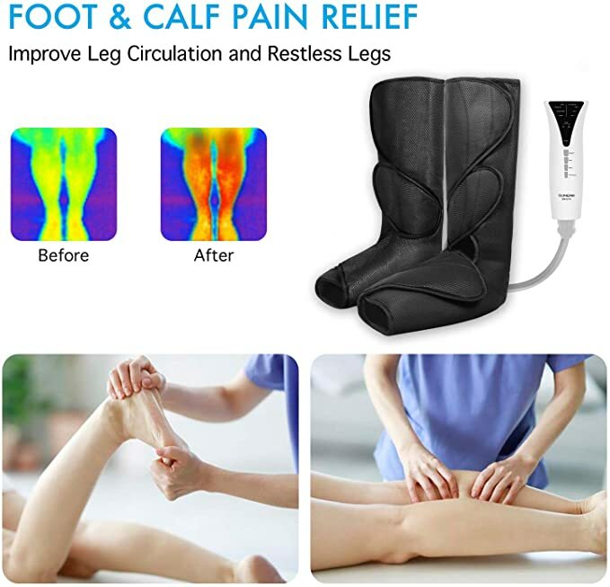 QUINEAR Air Compression Leg Massager With Heat For Leg Circulation & Swelling