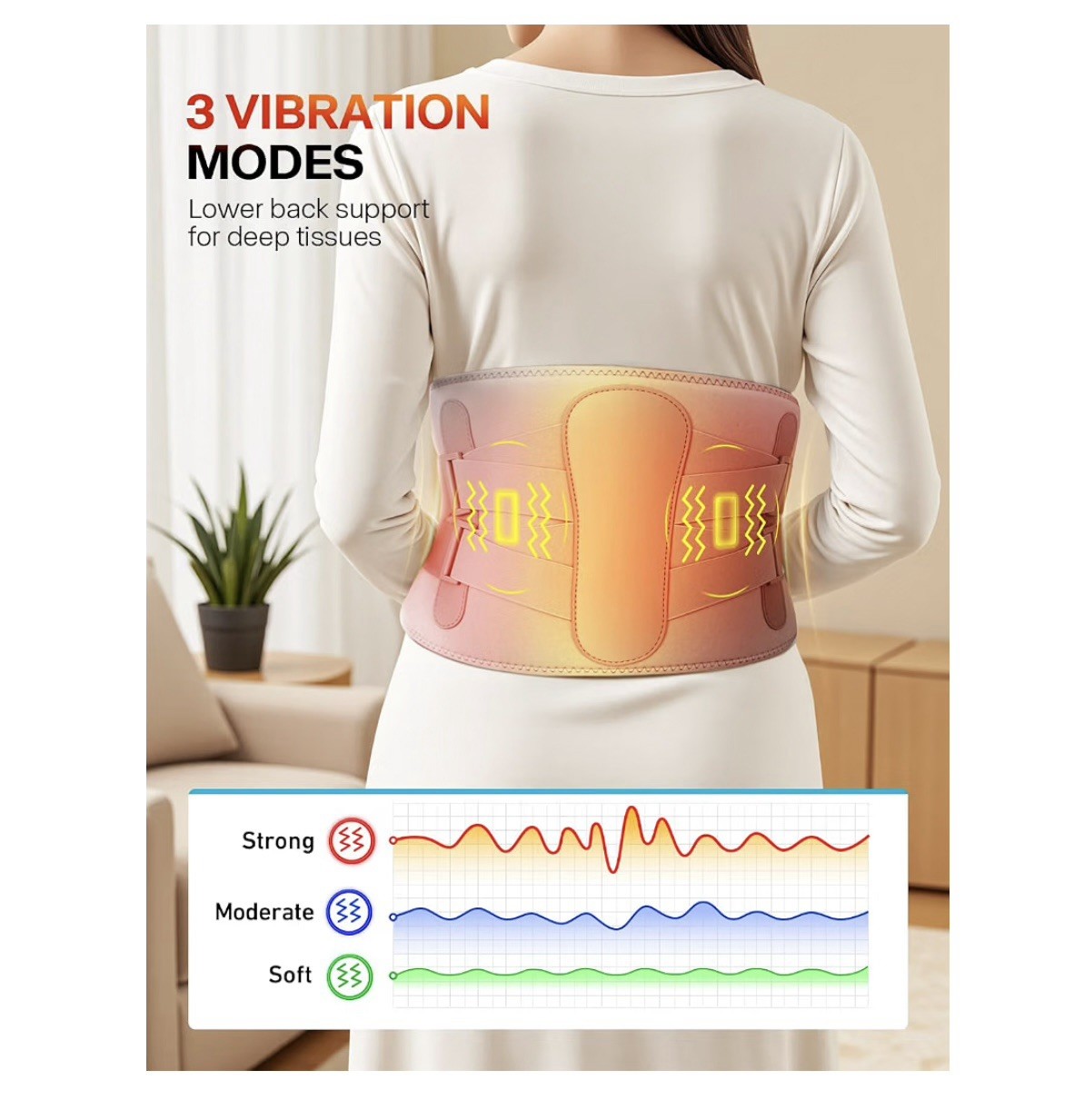 alljoy Cordless Heated Vibrating Back & Waist Wrap Belt 10000mAh Gray