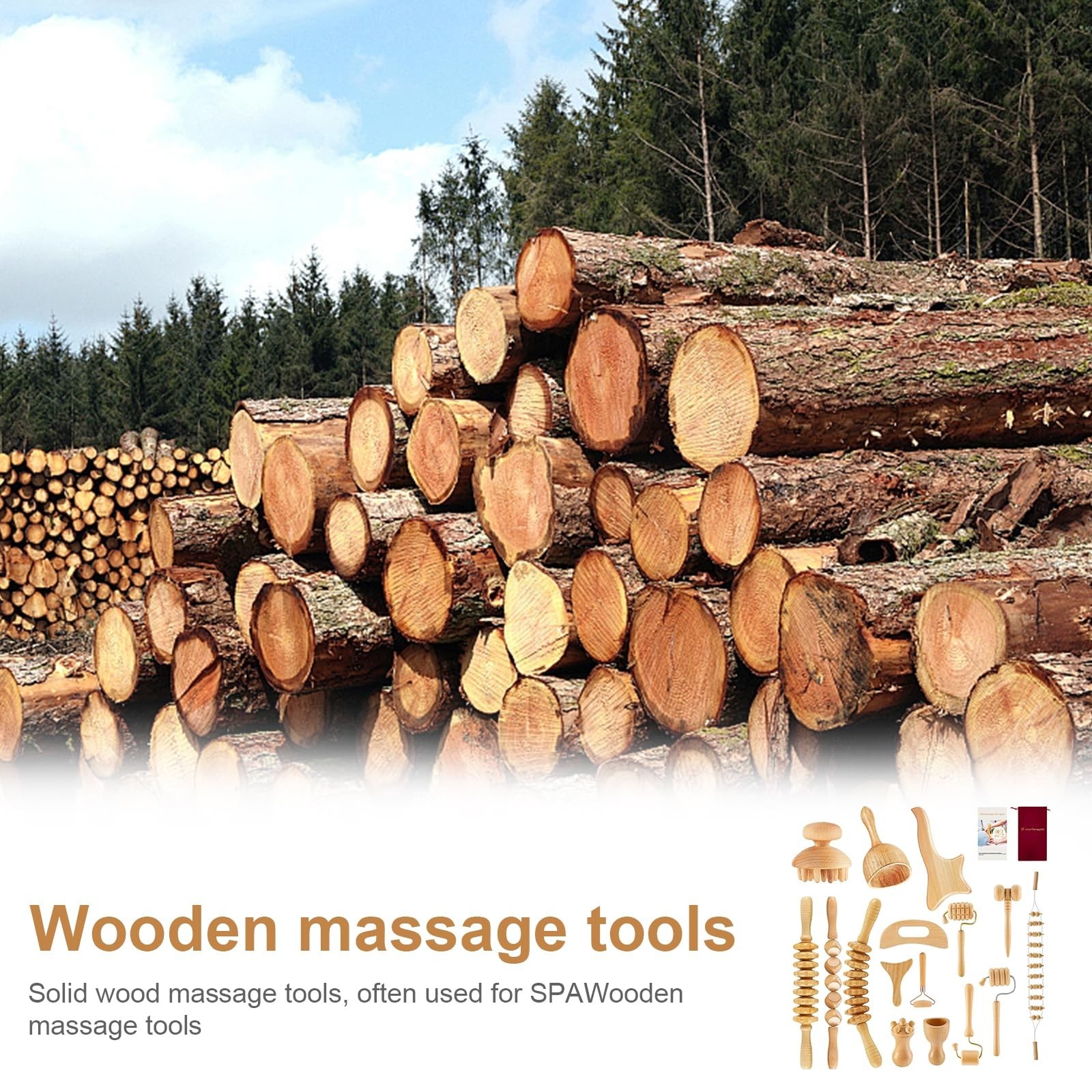 16Pcs Wood Therapy Massage Tools Set, Gua Sha & Lymphatic Drainage Kit, Body Scu