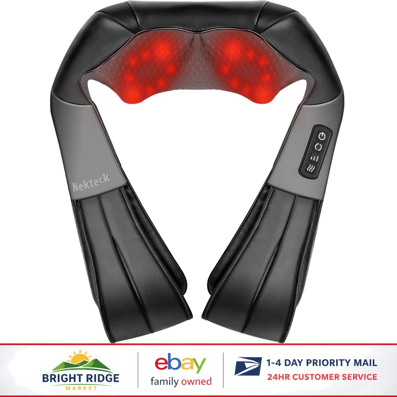 Portable Neck and Back Massage Pillow with Speed Control and Heat Feature