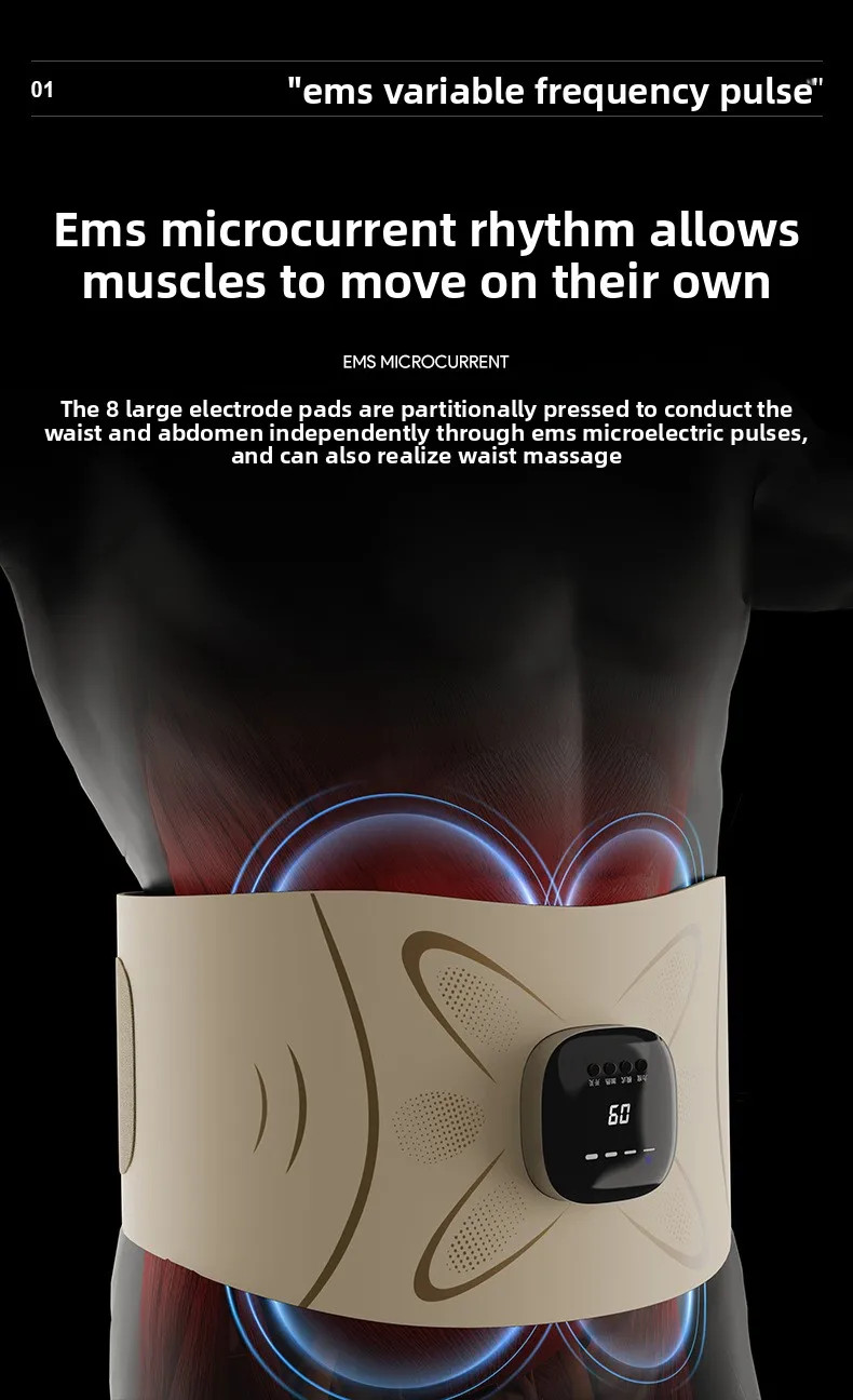 EMS Microcurrent Waist Massager with Hot Compress for Abdominal & Lumbar Relief