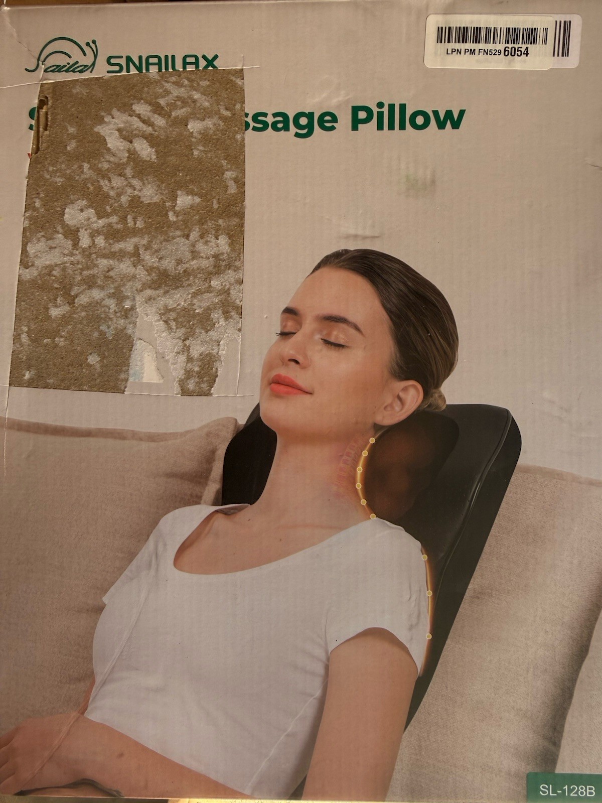 Snailax Back Pain Deep Tissue Massager w/ Heat SL-128B Back Neck Shoulder Pillow