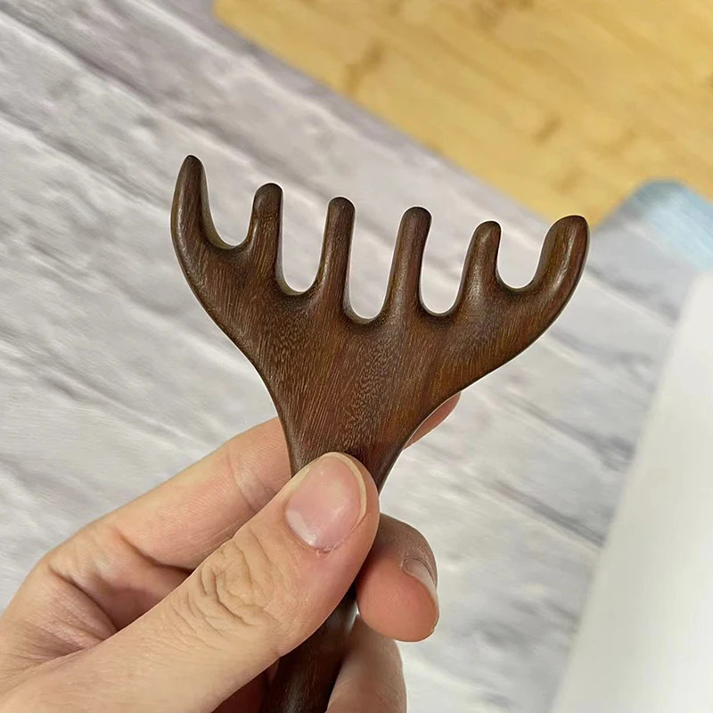 Massage Comb Sandalwood Body Meridian Deer Antlers Wide Tooth Acupuncture Help