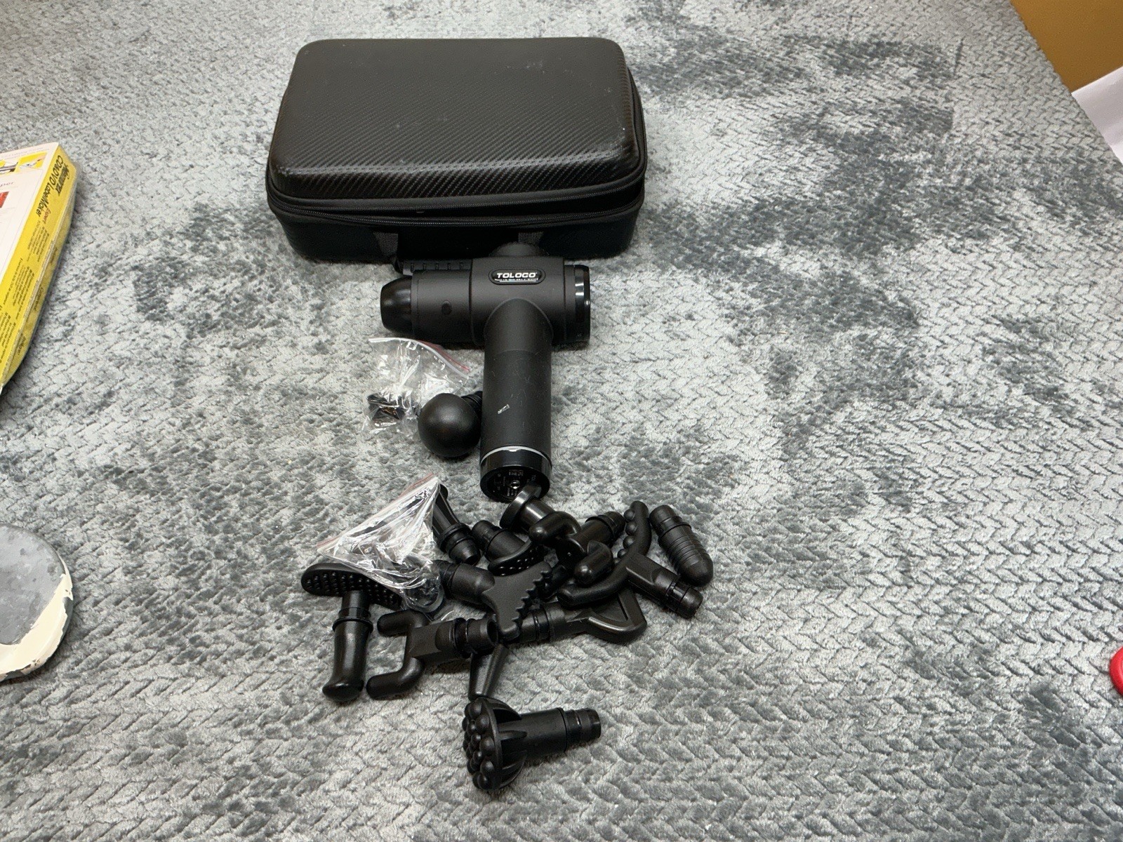 TOLOCO Handheld Percussion Massage Gun w Case Attachments No Charger
