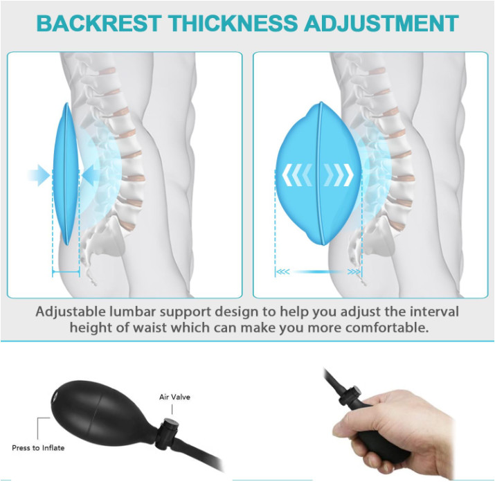 Massage Seat Cushion with Heat, 9 Modes, Lumbar Support for Home/Office