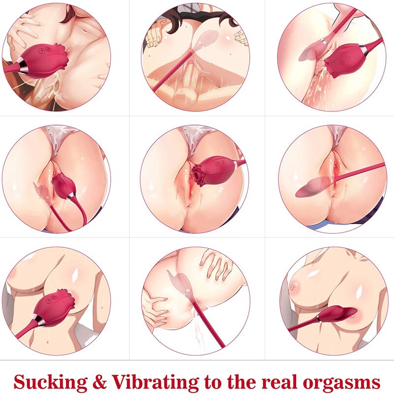 2 In 1 Personal Massager Rose Vibrator Sucker Women Massager Wand Waterproof