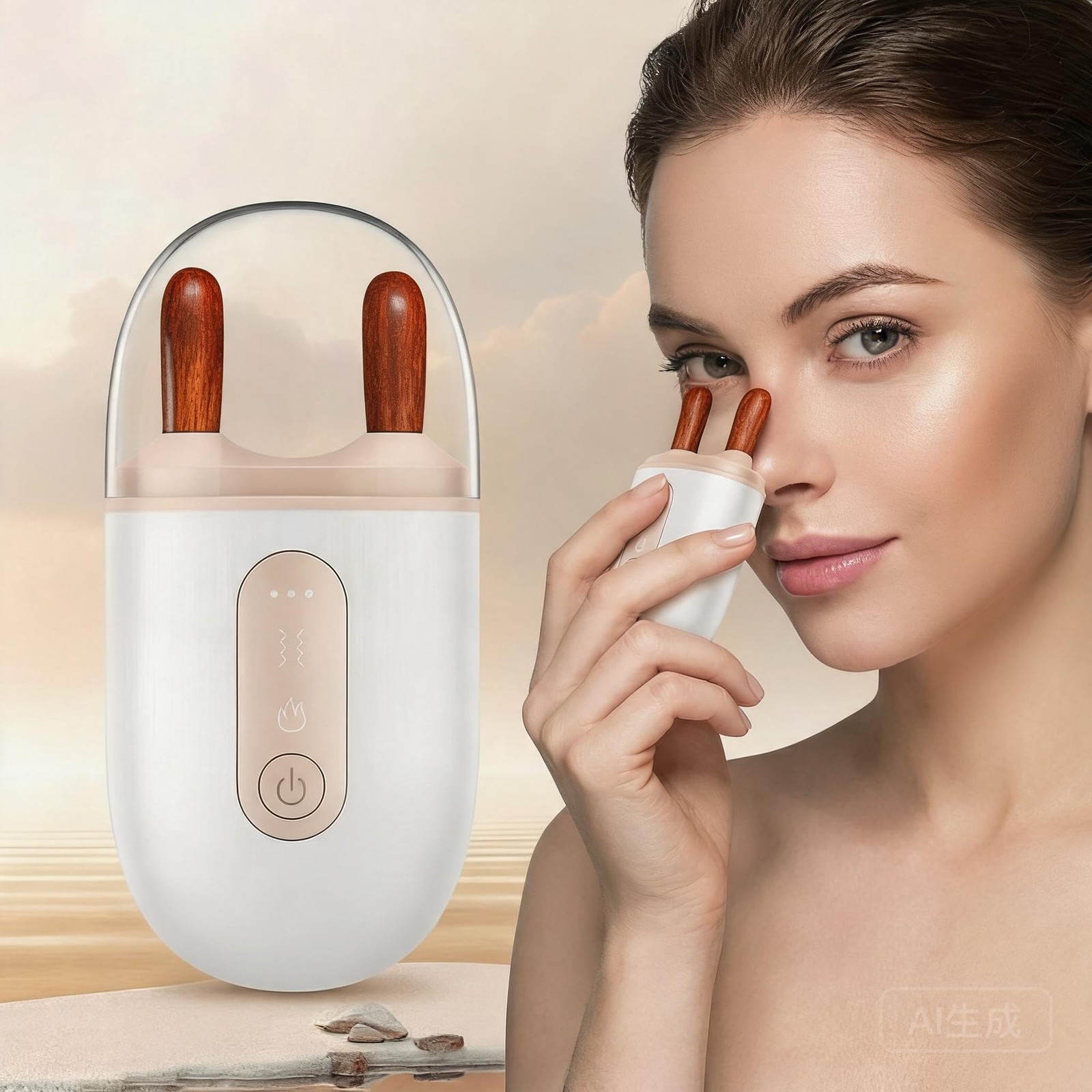 Electric Natural Bian Stone Eye & Nose Massager, 3-Level Heated Face Lifting …