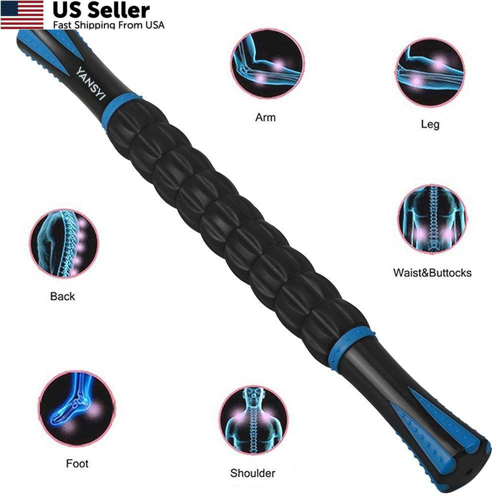 9-Roller Deep Tissue Massage Stick Muscle Recovery Roller Athletes Back Leg Pain