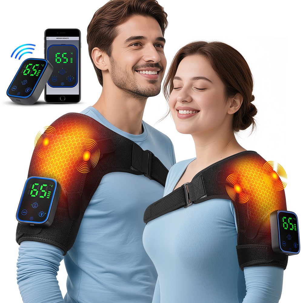 Electric Heated Vibration Shoulder Massager Brace Heat Therapy Joint Pain Relief