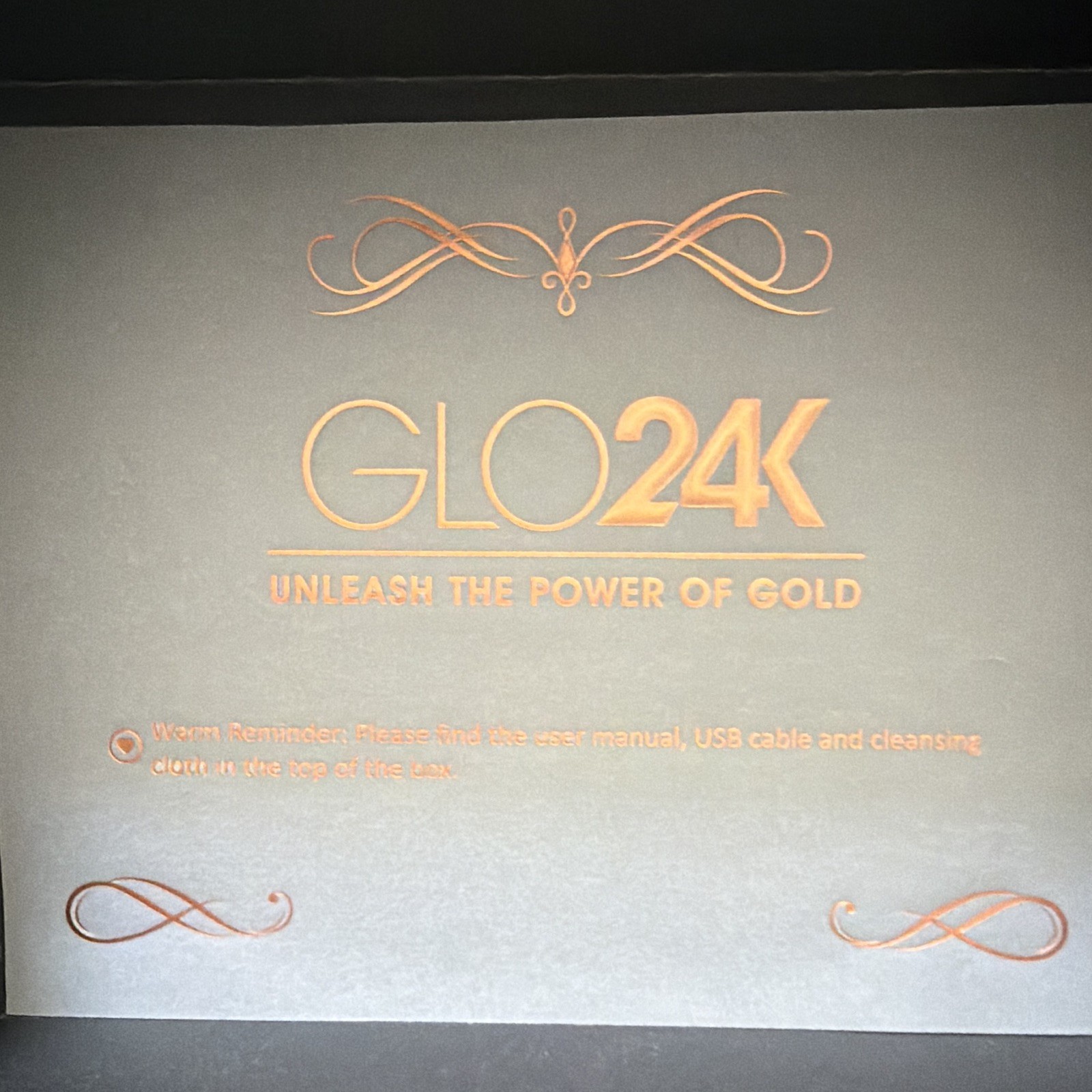 GLO24K Neck & Face Massager+ LED Heated Vibration USB Charging Black/Gold