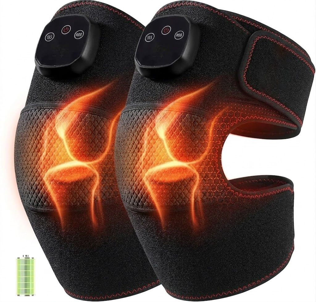 Heated Knee Massager Cordless Heat Vibration for Elbow Shoulder&Knee(2-Pack)