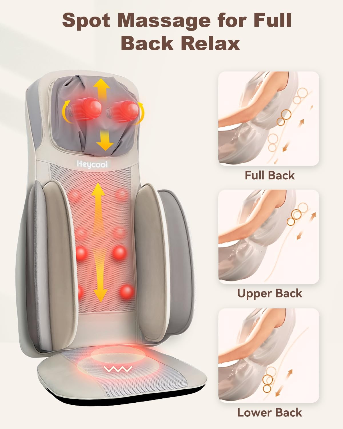 Heycool Shiatsu Neck Back Massager with Heat, 2025 Upgraded Massage Chiar Pad…