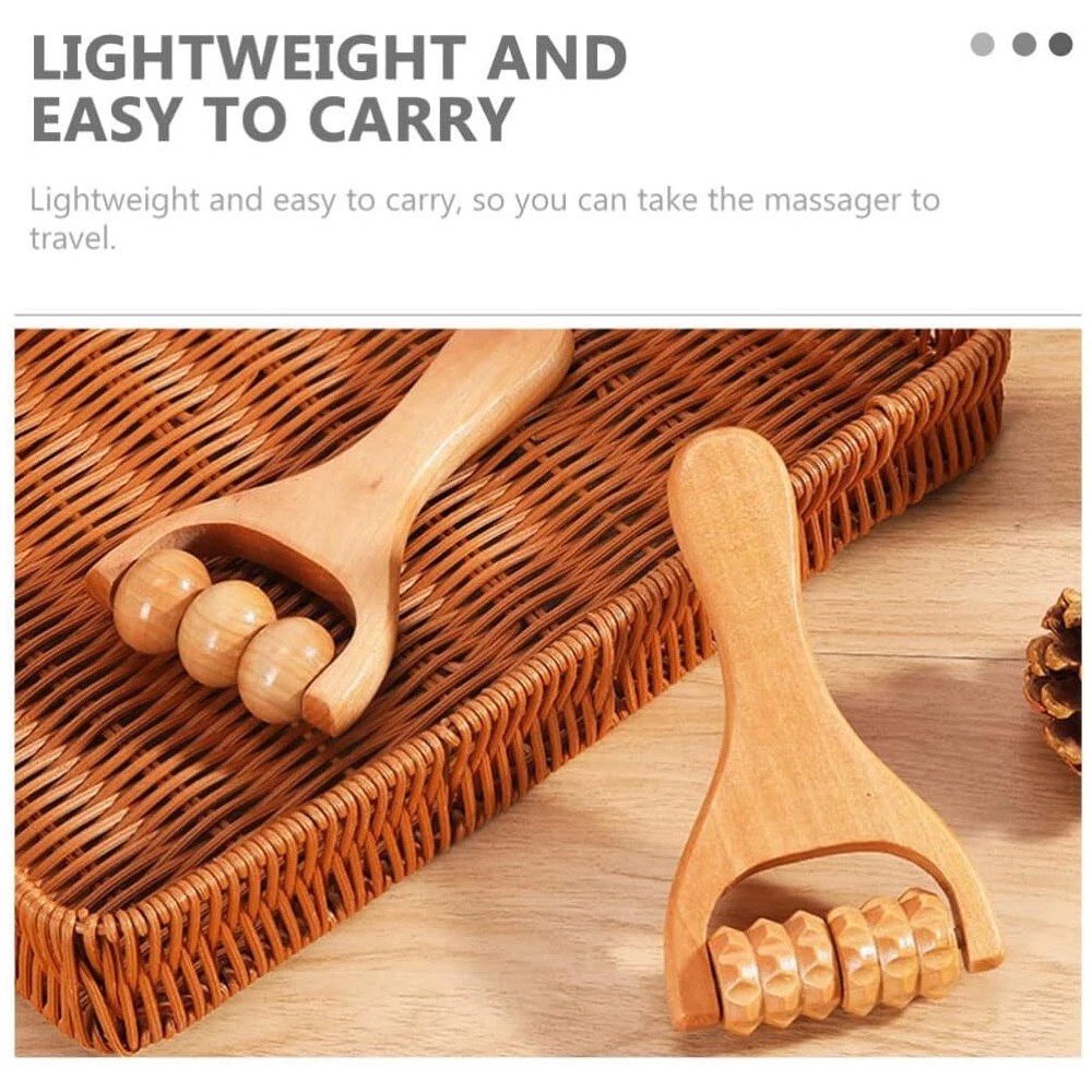Wooden Massage Roller Bead Tool for Legs Arms Feet Muscle Tissue Relief 2x
