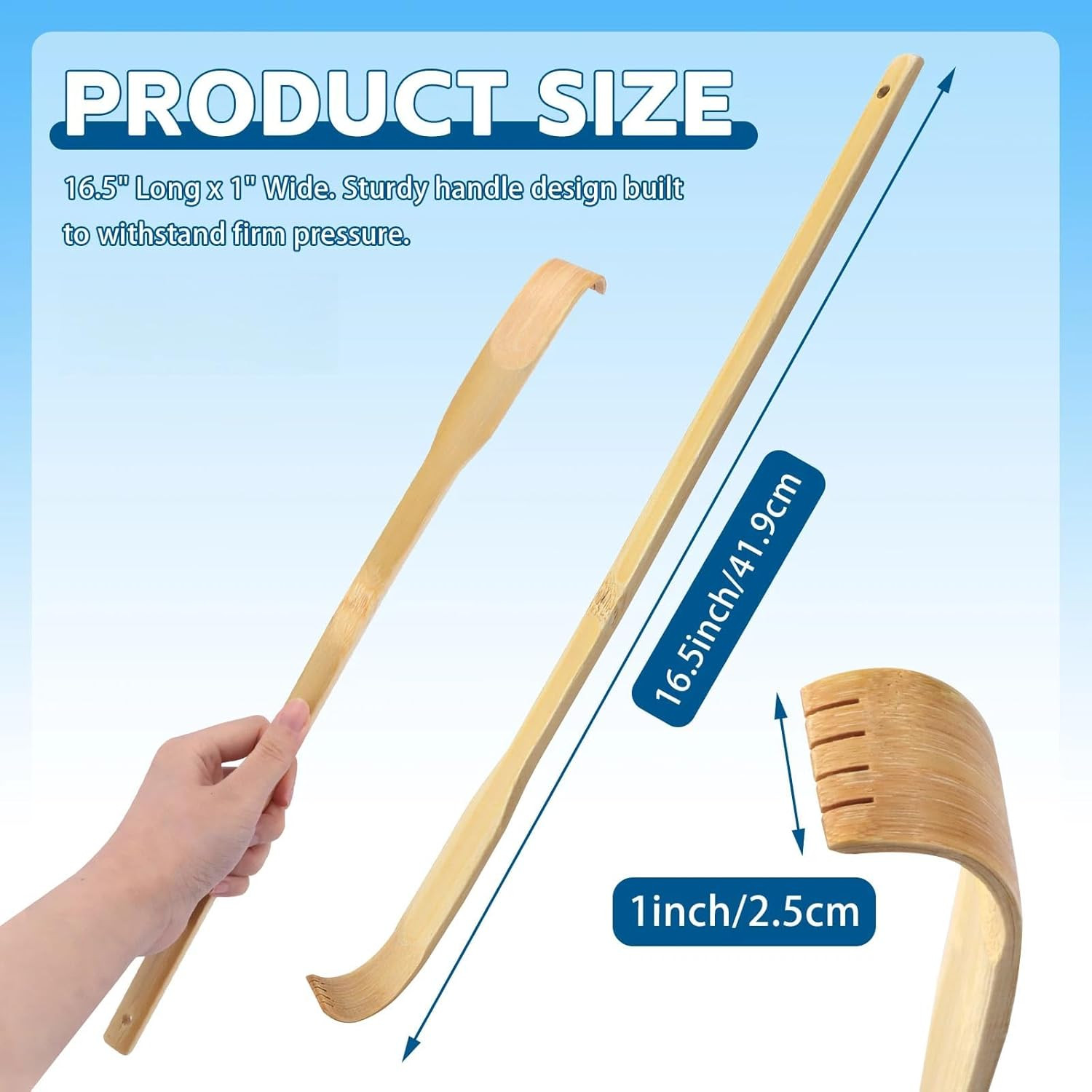 12 PCS Natural Bamboo Back Scratcher, 16.5 Inch Long Handle Wooden Back Scratche