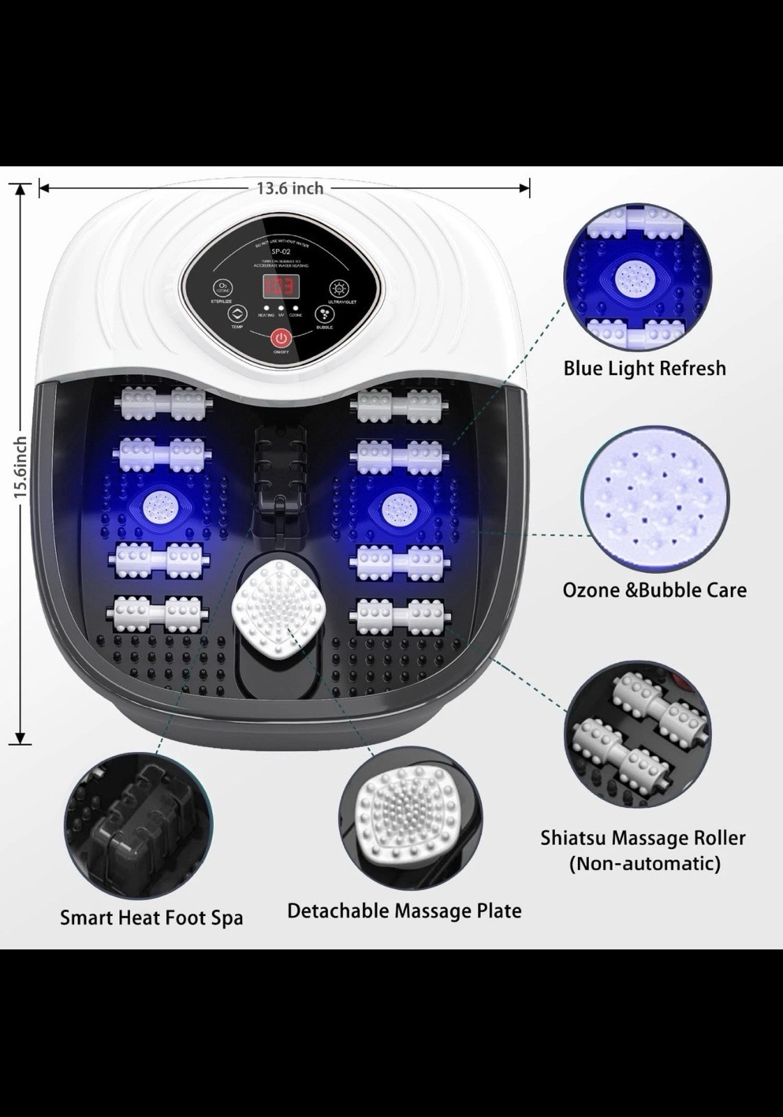 closewave Foot Spa Bath Massager with Heat, UV & Ozone Bubbles,Shiatsu…