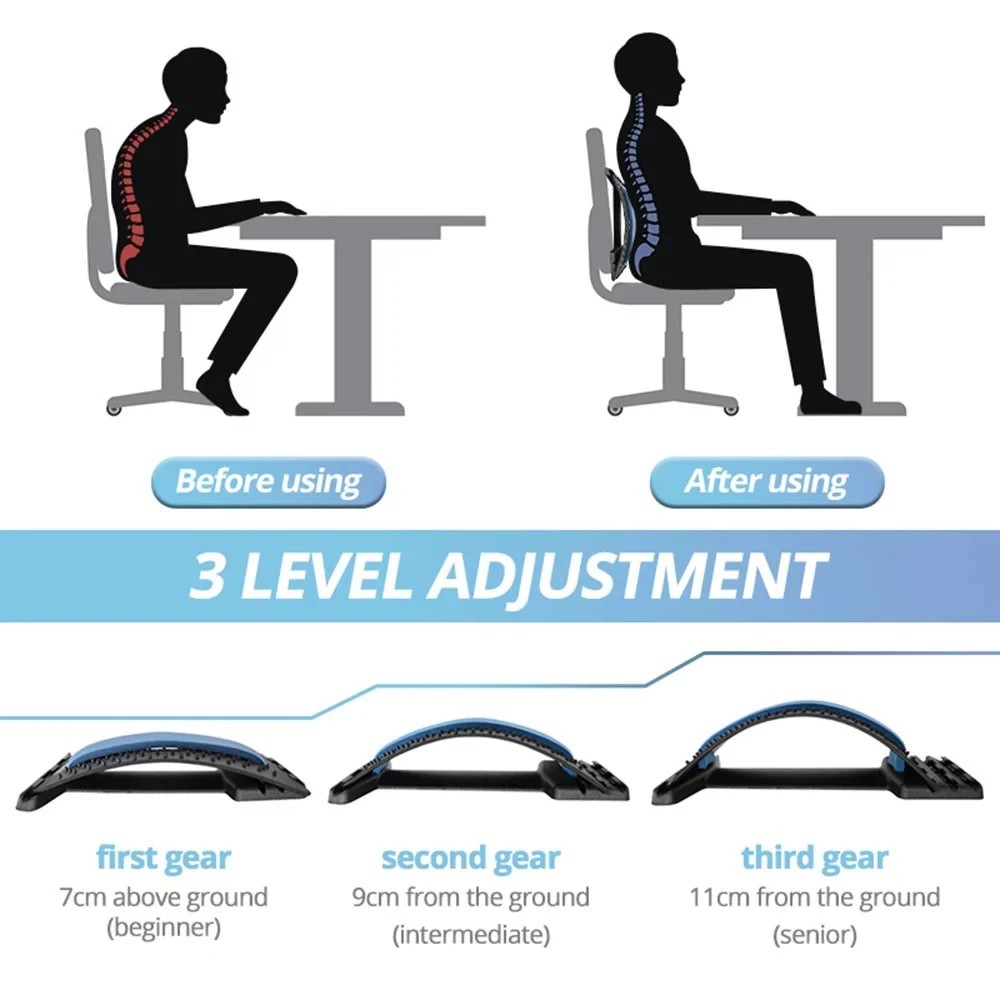 Back Stretcher Magnetic Lumbar Support Spine Therapy Pain Relief Device