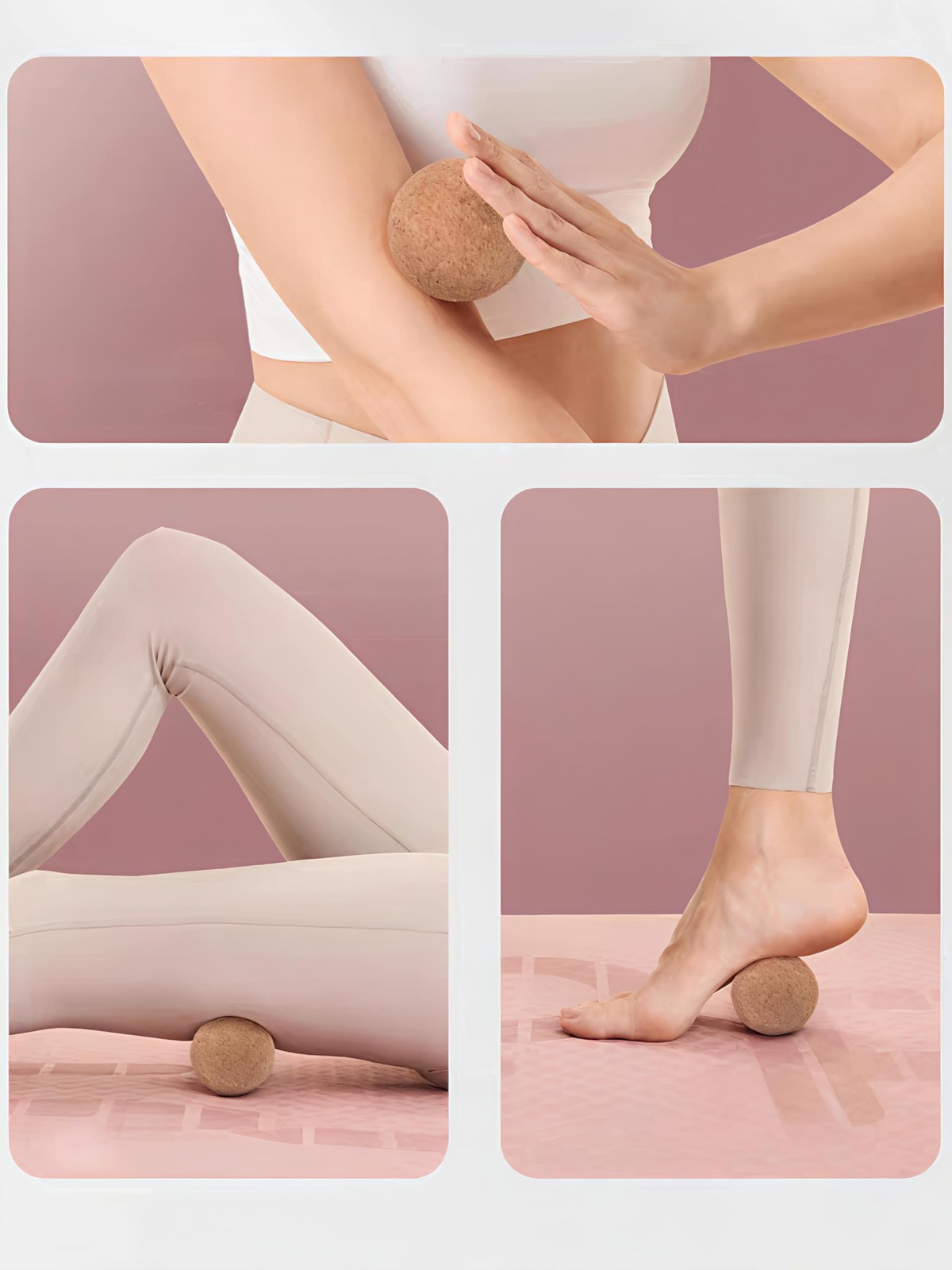 4 Inch Cork Massage Ball for Deep Tissue Relief – Portable Yoga & Fitness Rol…