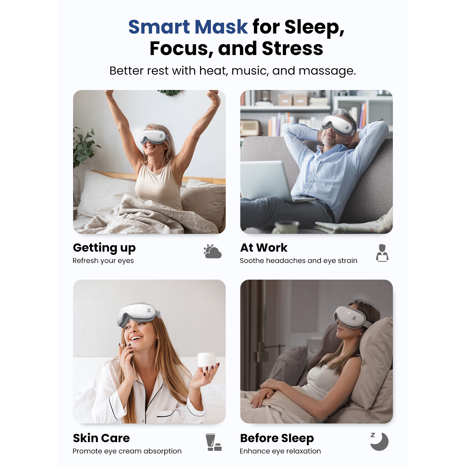Smart Eye Massager Eye Oasis 2 Massage with Compression&Music Relax Bob and Brad