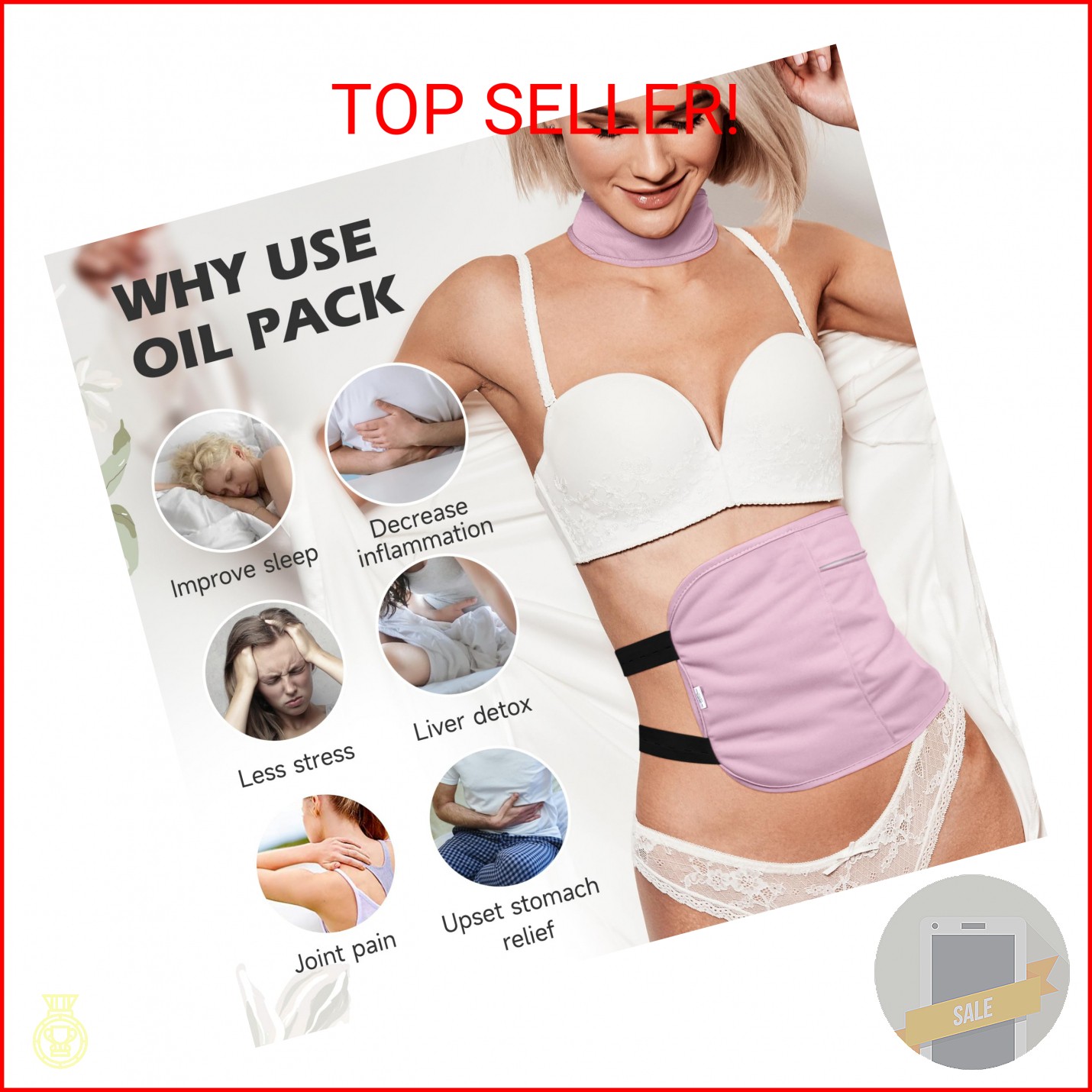 Castor Oil Pack Wrap with Organic Cotton Flannel, Reusable Castor Oil Packs for