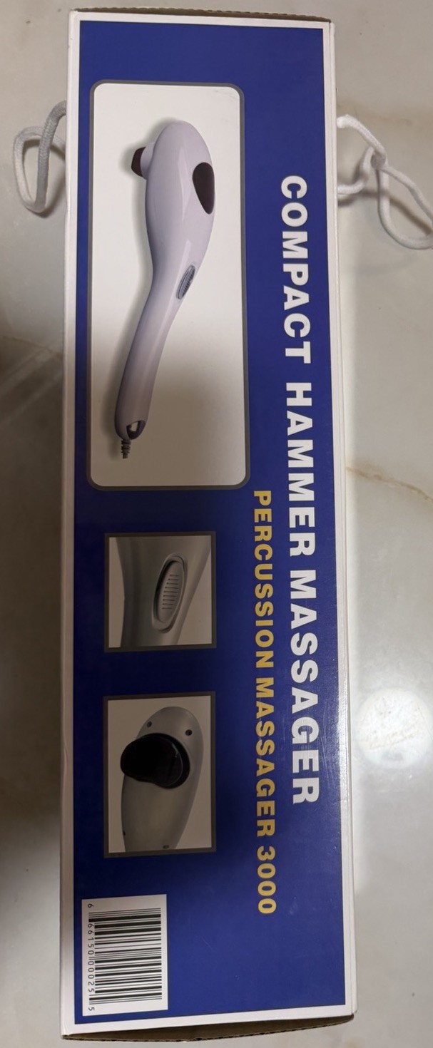 Percussion Massager 3000 EM025 Handheld Corded Massage Hammer White/Black
