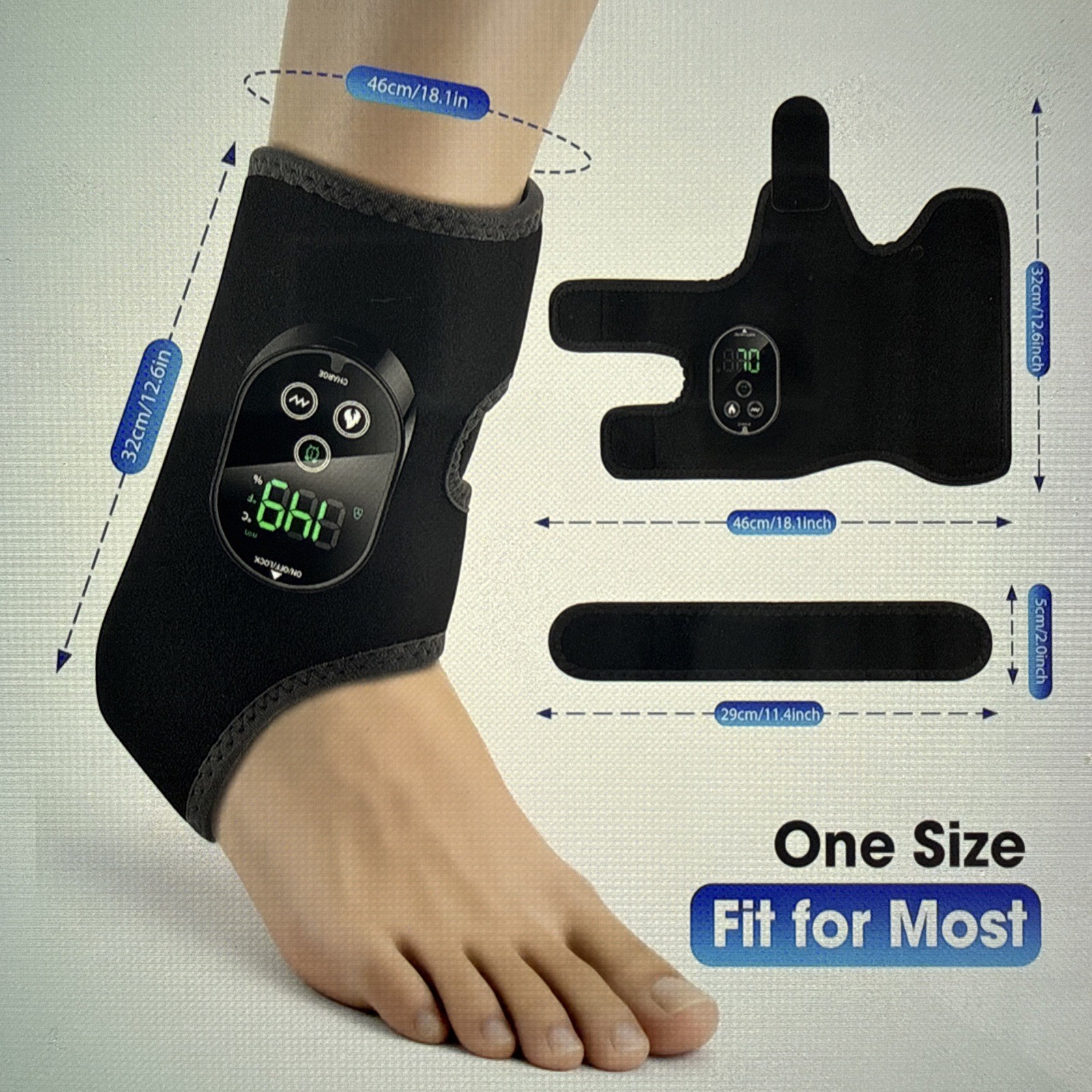 Cordless Heated Ankle Massager & Foot Pad, 6 Heat Levels, 3 Vibration Modes