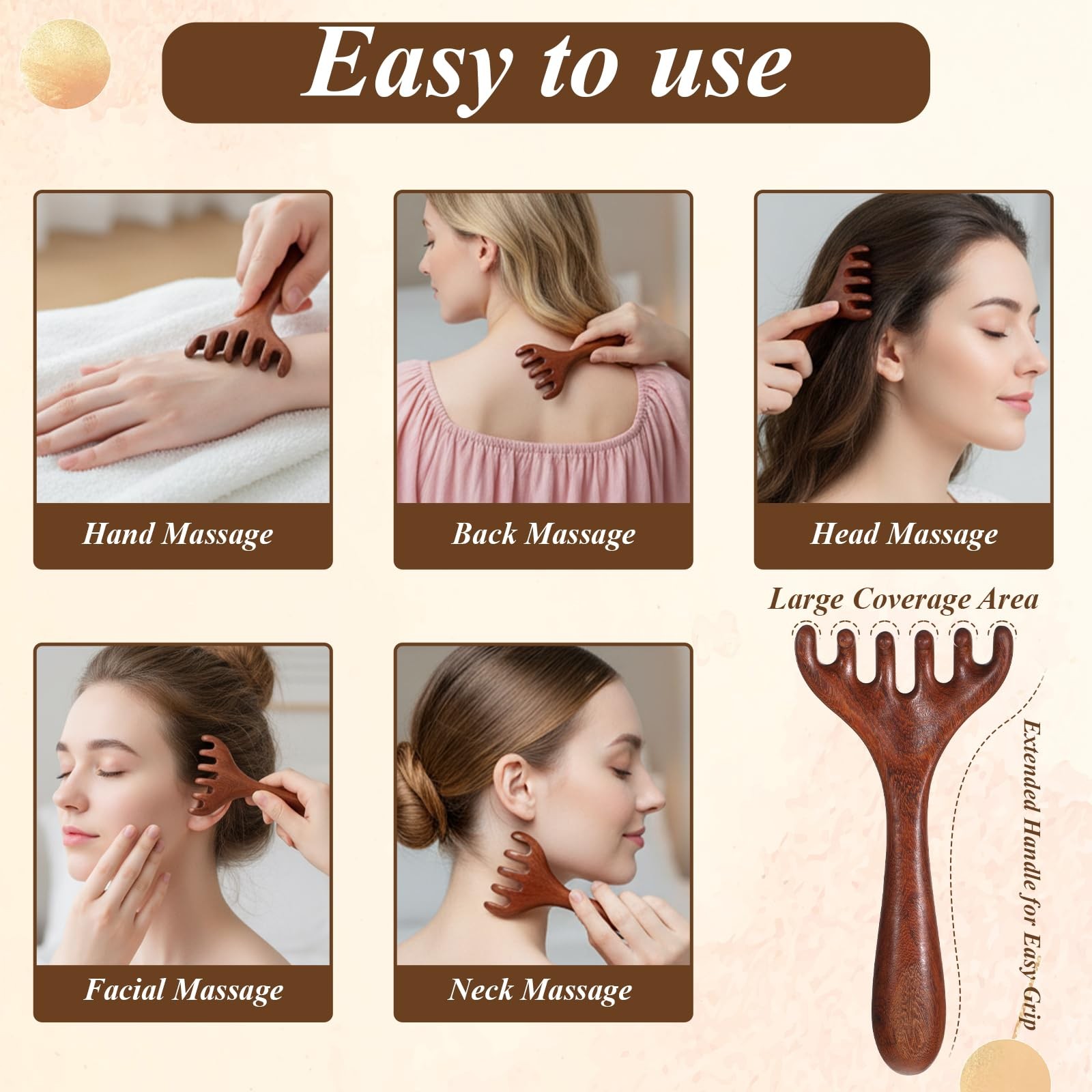 2 PCS Wooden Loc Comb, Long Handle Loc Brush for Microlocs, Wooden Scalp Mass…