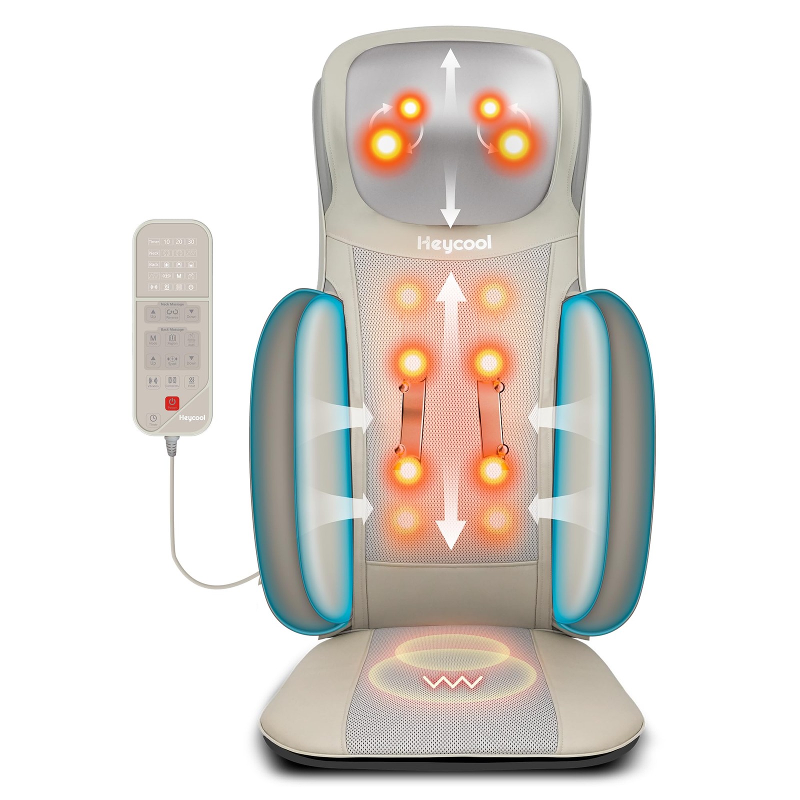 Heycool Shiatsu Neck Back Massager with Heat, 2025 Upgraded Massage Chiar Pad…