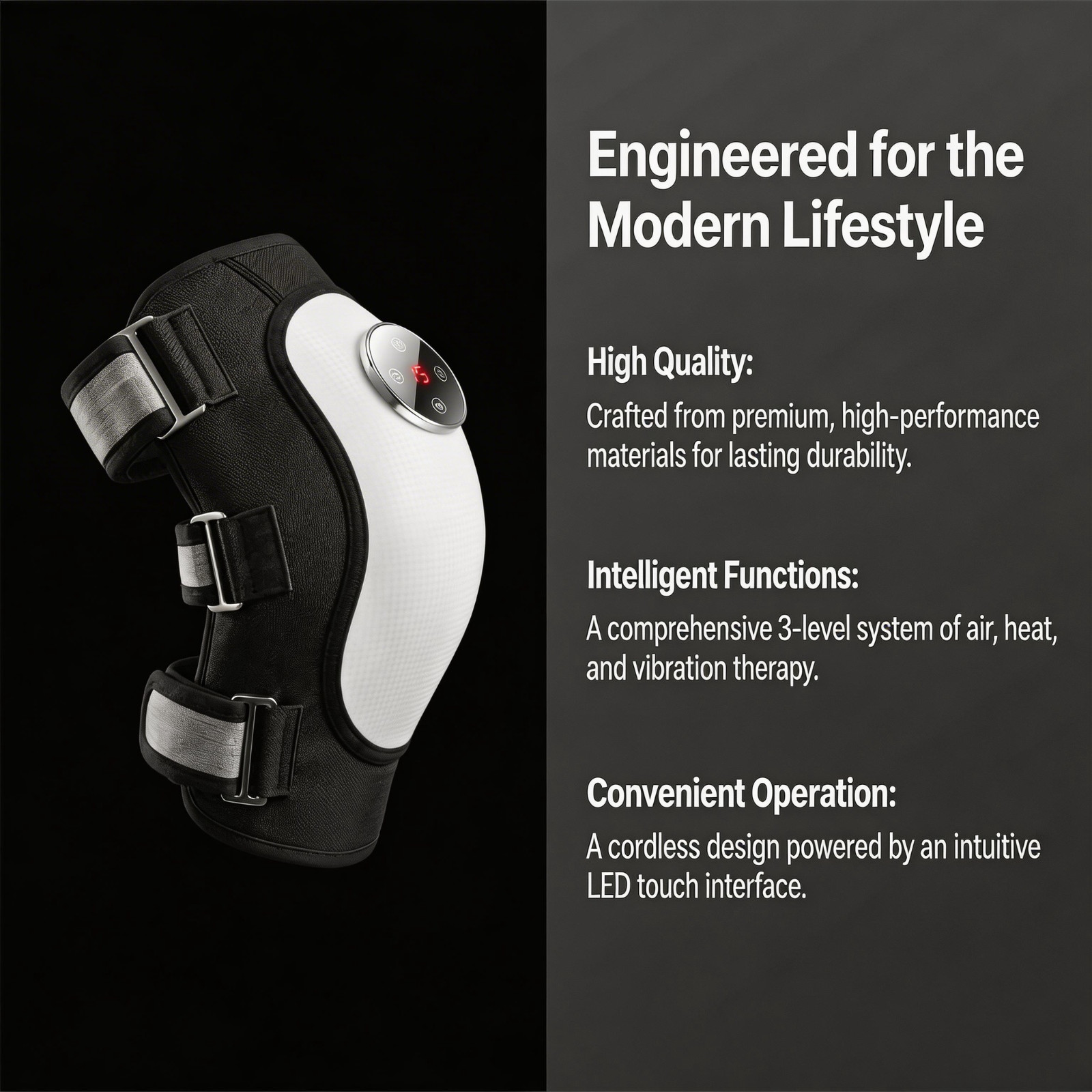 Wireless Knee Massager for Pain Relief with Heat and Airbag Wave Compression