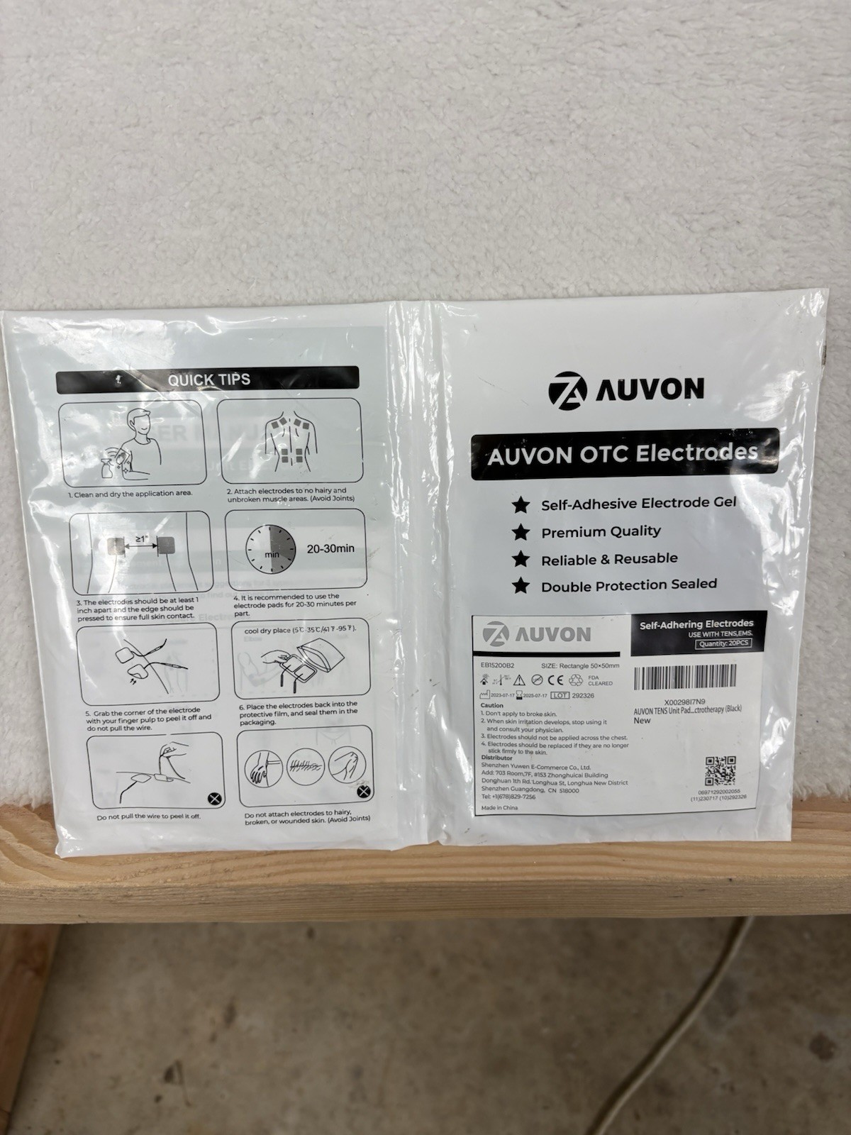 AUVON OTC TENS Unit Replacement Electrode Pads Self Adhesive Gel Reusable