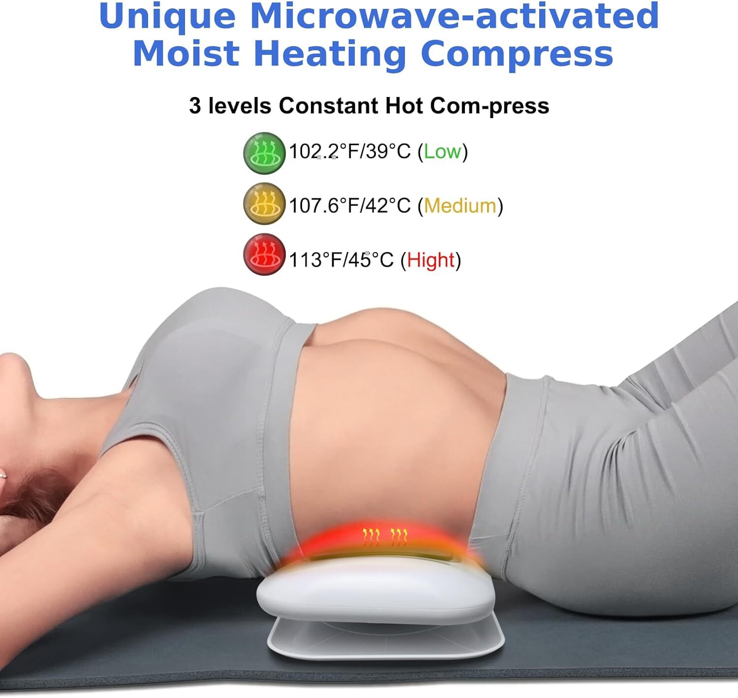 Low Back Stretcher with Heat for Pain Relief, Adjustable Lumbar Traction Device