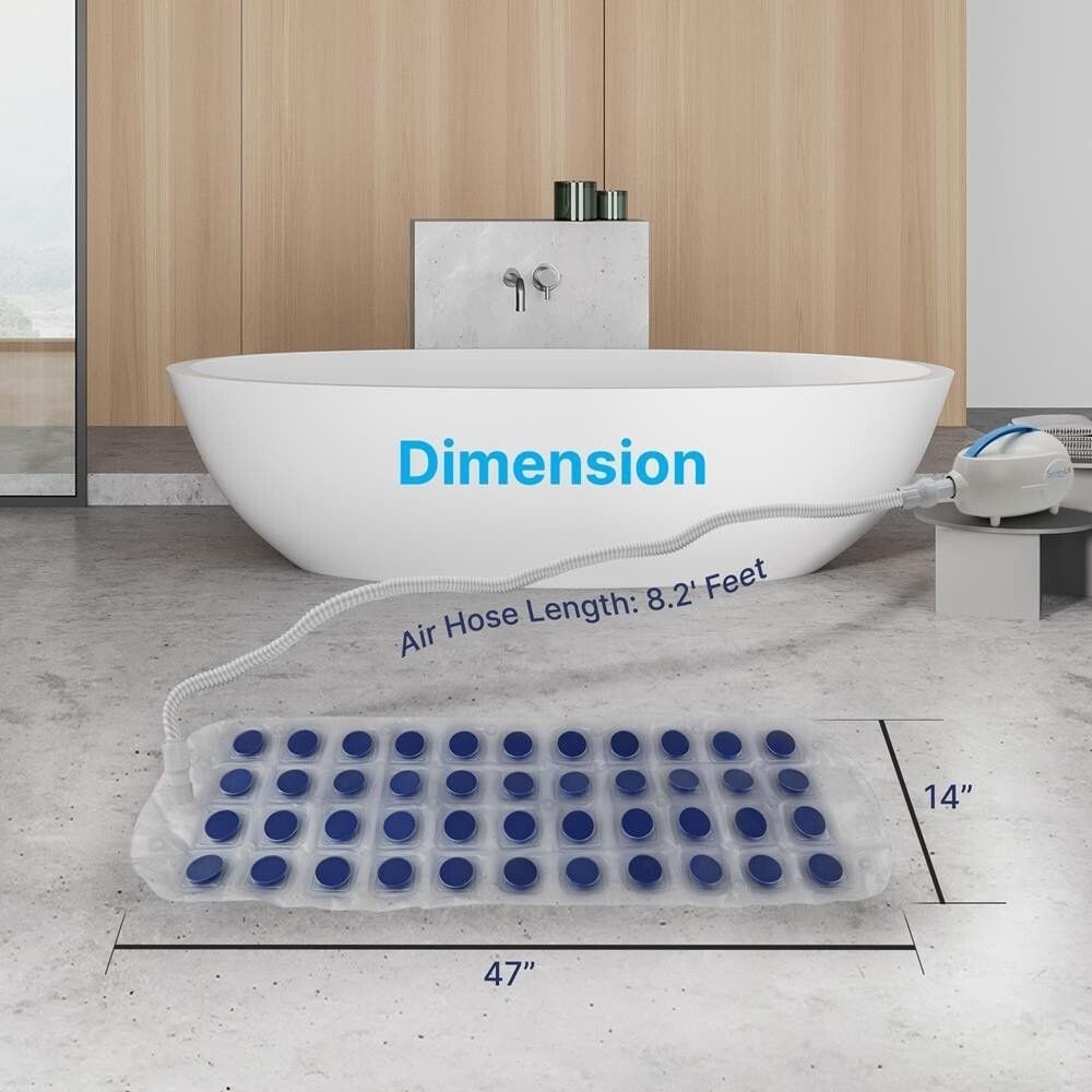 SereneLife Bubble Bath Mat Full Body Spa Massage with Warm Air and Remot Control