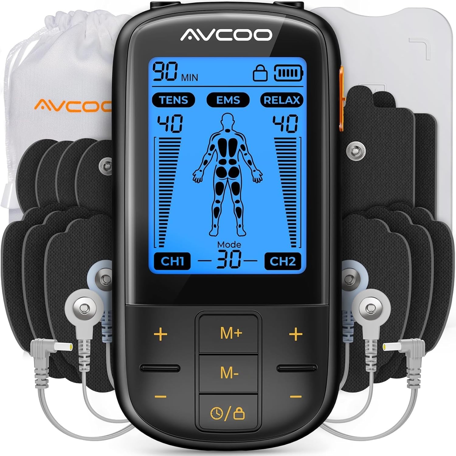 3-in-1 TENS Unit Muscle Stimulator with 30 Modes, 40 Intensities TENS Machine fo