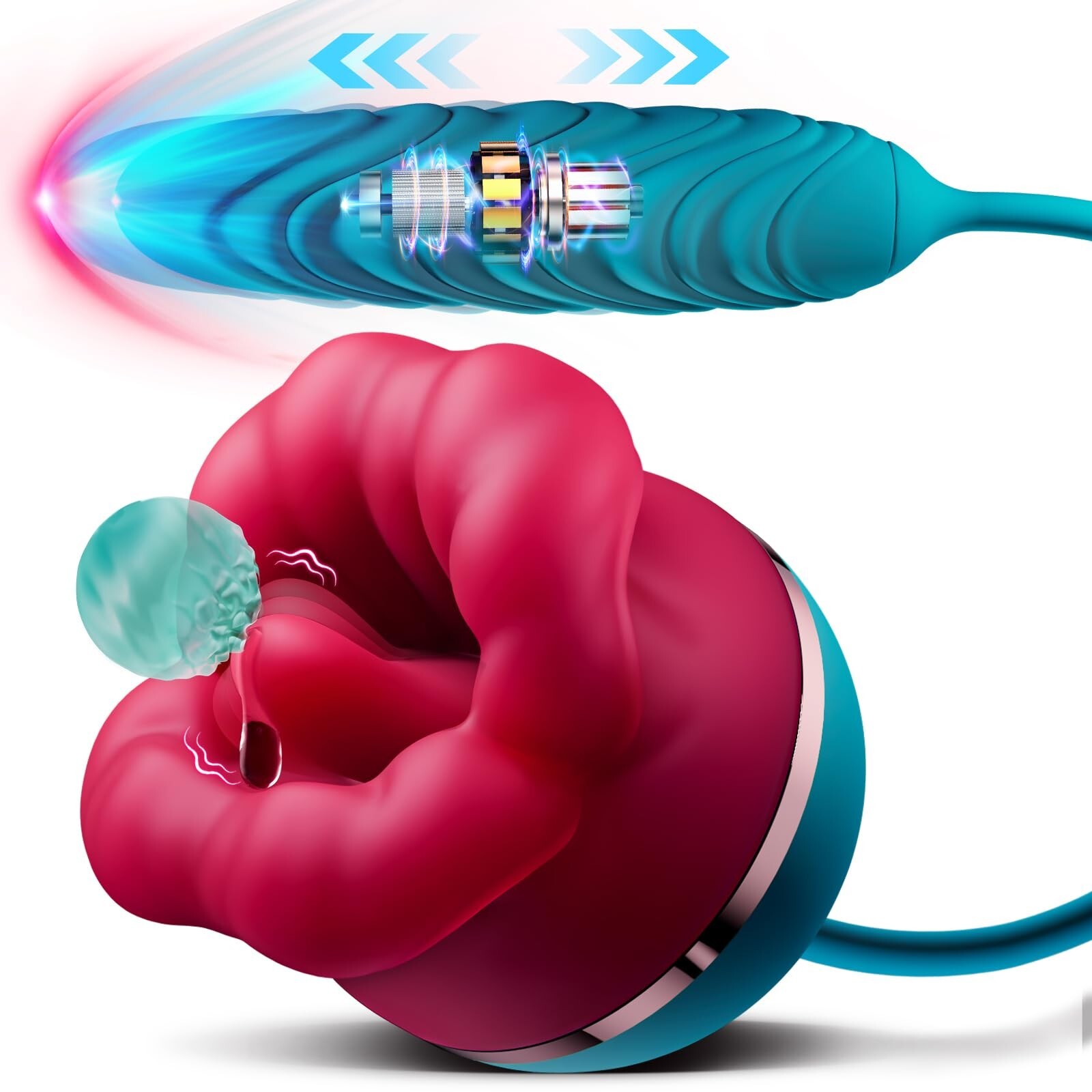 Toy Vibrater – 3in1 Big Mouth- Shaped Vibrater 9 Tongue Lcking 6 Thrusting